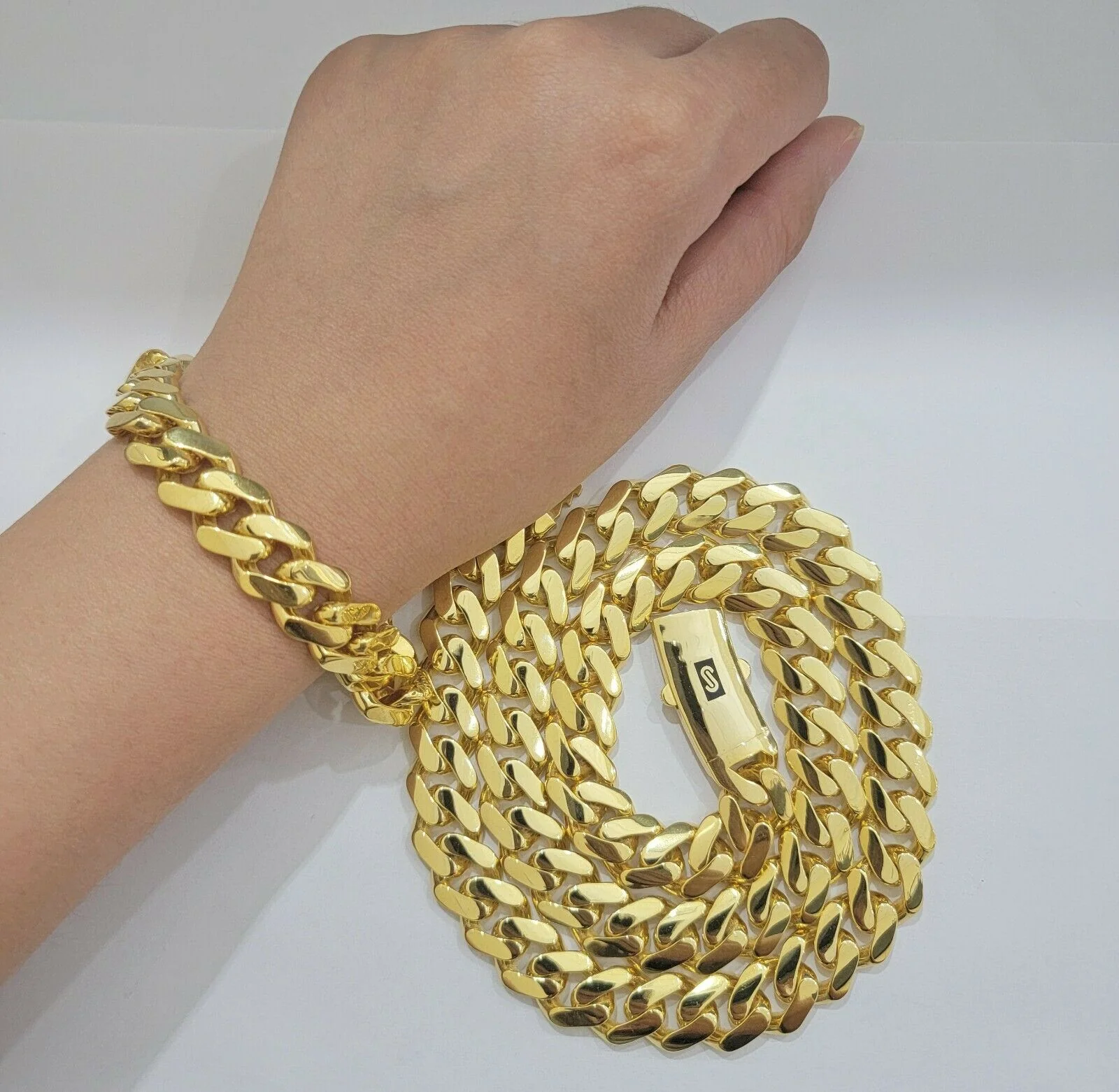 Real 10k Gold Bracelet 13mm Miami Cuban Royal Link 8.5" Shiny Plain Monaco,10kt - Image 9