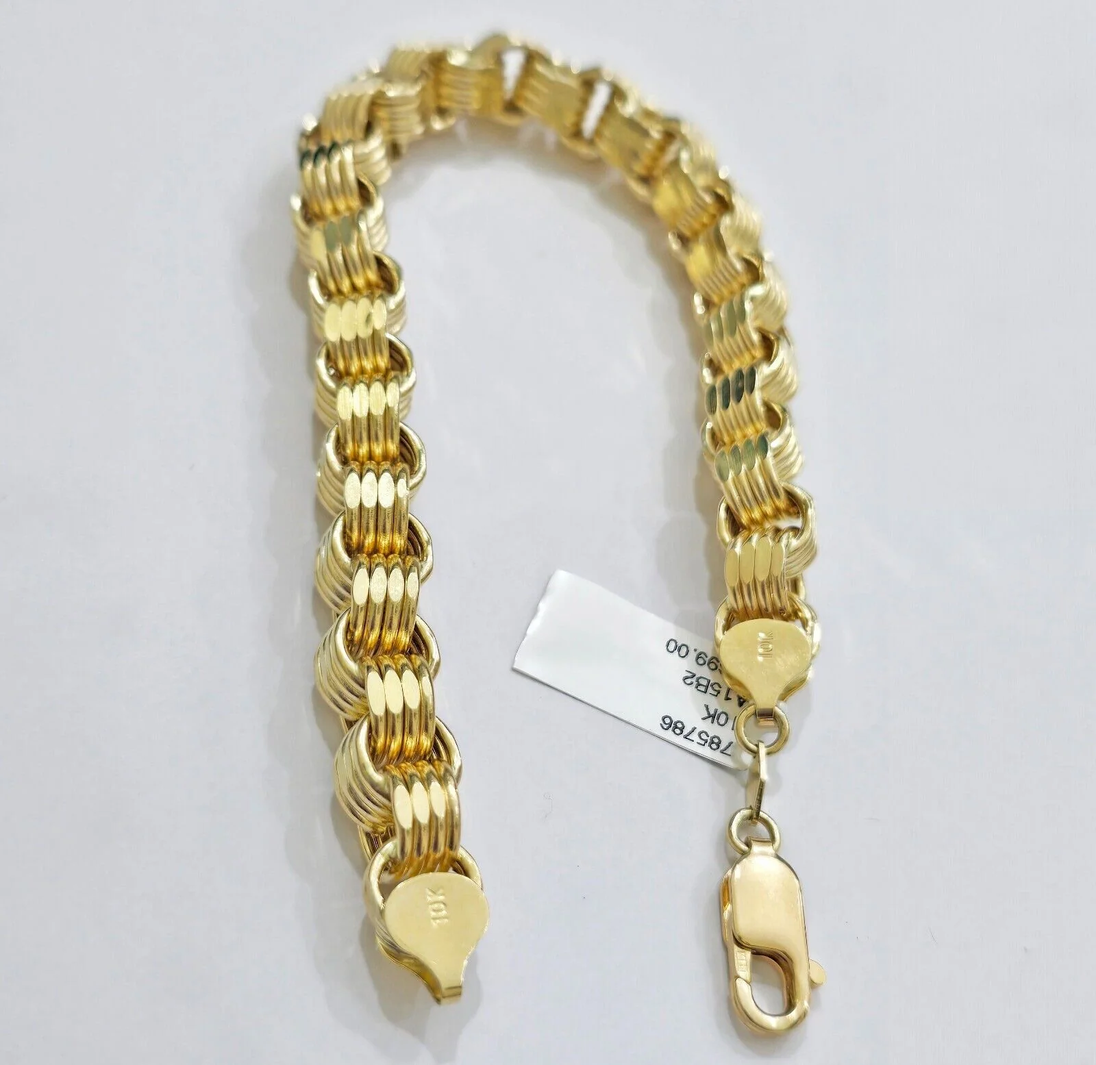 Real 10k Gold Bracelet Byzantine Box 8 Inch 8.5mm 10kt Yellow Gold Men's Genuine - Image 5
