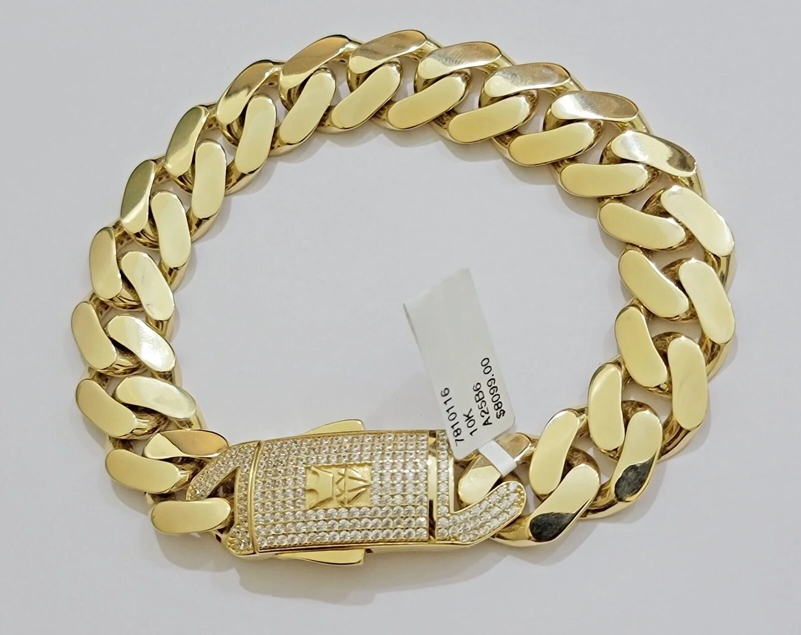 Real 10k Gold Bracelet Mens 9 inch 15mm Royal Cuban Link 10kt Yellow Gd CZ Lock - Image 3