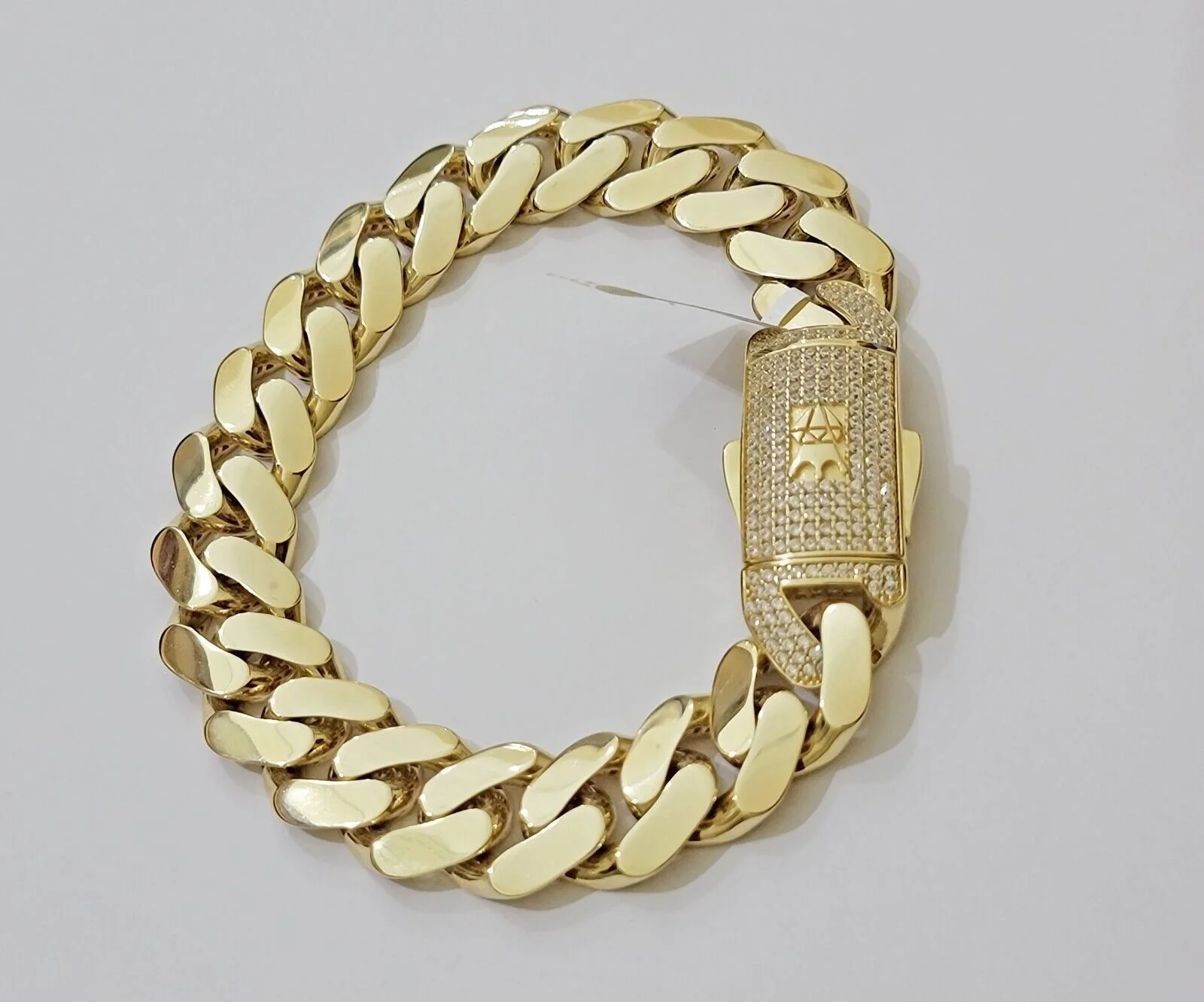 Real 10k Gold Bracelet Mens 9 inch 15mm Royal Cuban Link 10kt Yellow Gd CZ Lock - Image 5