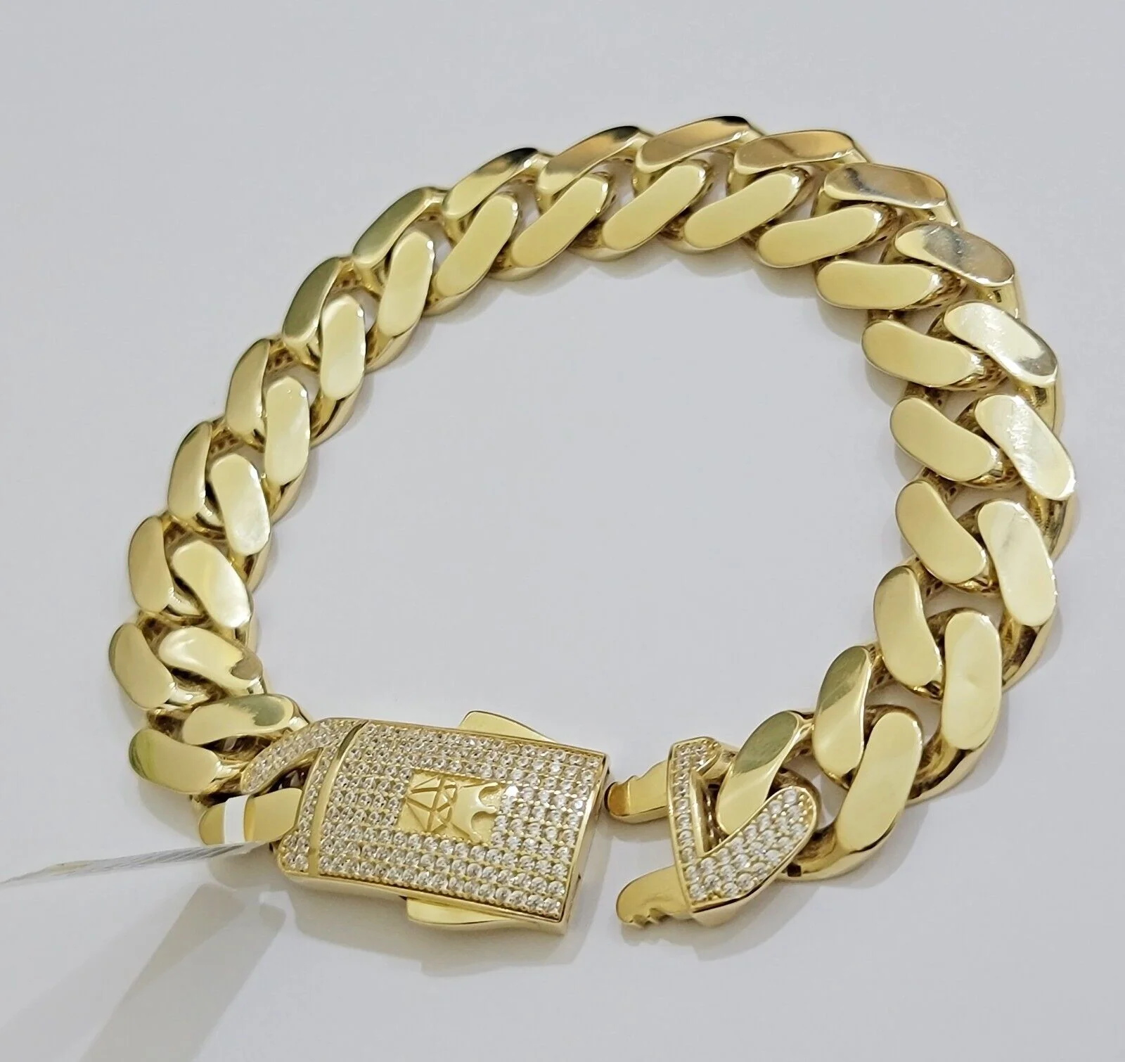 Real 10k Gold Bracelet Mens 9 inch 15mm Royal Cuban Link 10kt Yellow Gd CZ Lock - Image 7