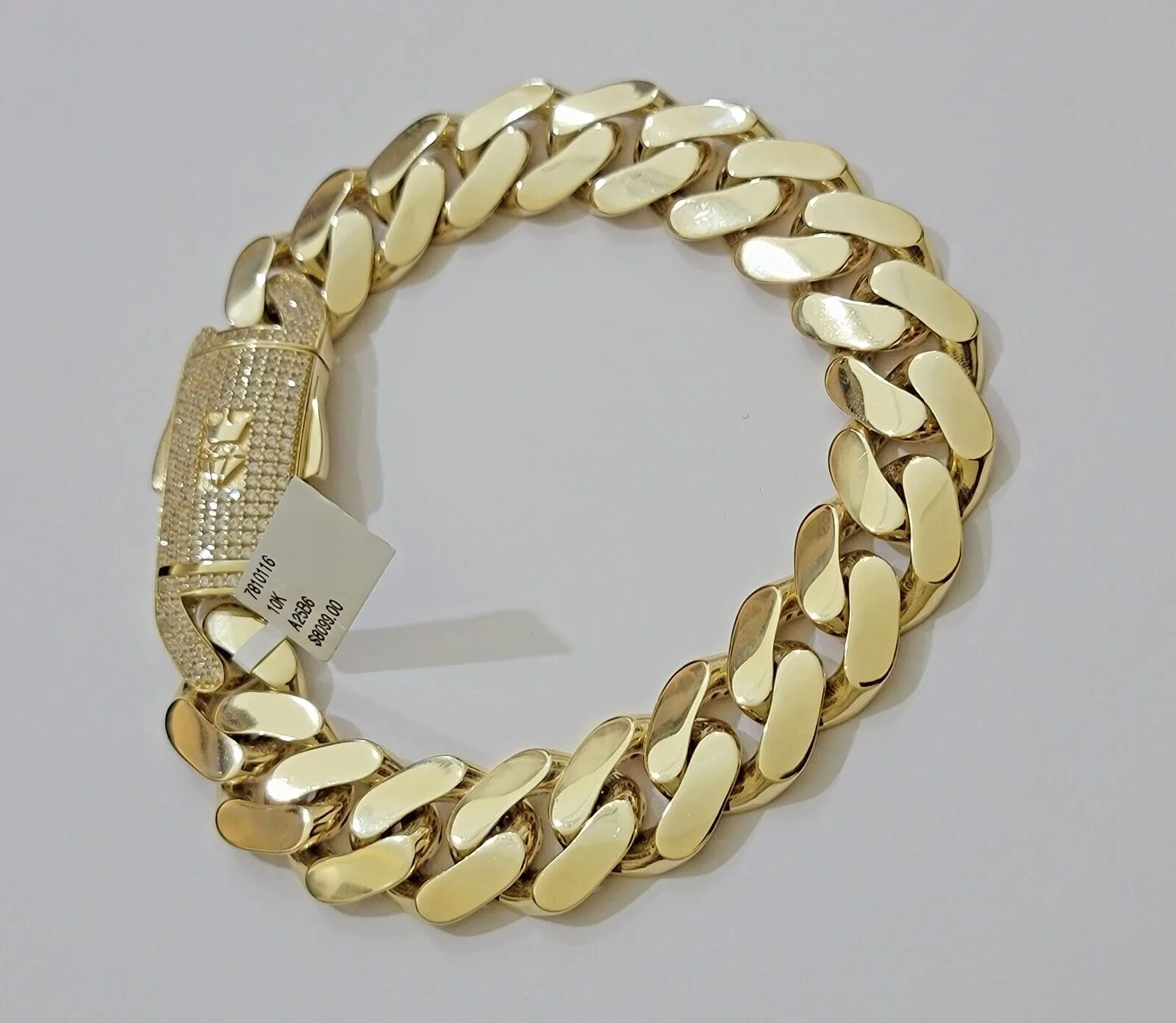 Real 10k Gold Bracelet Mens 9 inch 15mm Royal Cuban Link 10kt Yellow Gd CZ Lock - Image 9