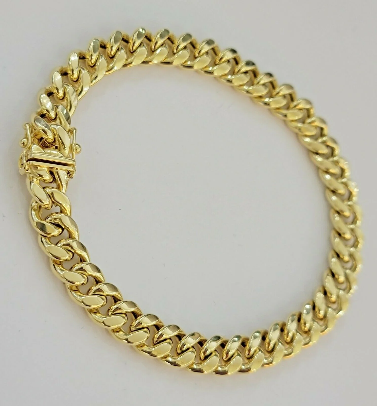 Real 10k Gold Bracelet Miami Cuban Link 9mm 8" Box clasp 10kt Strong Links Men's - Image 6