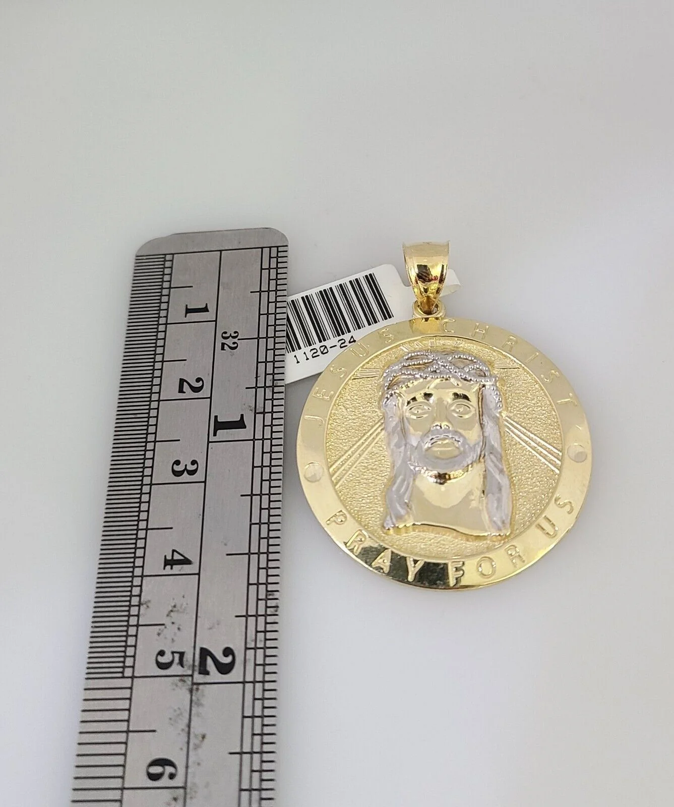 Real 10k Gold Byzantine Chain Jesus Charm Pendant SET 3mm 22 Inch Men's Necklace - Image 4