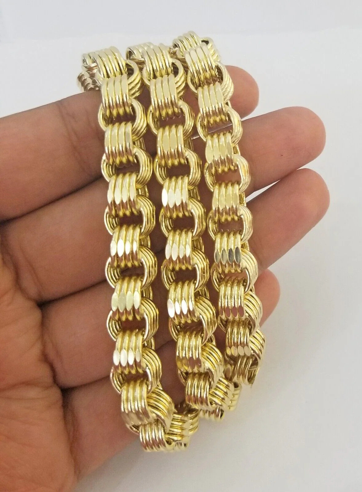 Real 10k Gold Byzantine Chain Mens necklace 8.5 mm 22" Inch 10kt yellow gold - Image 2