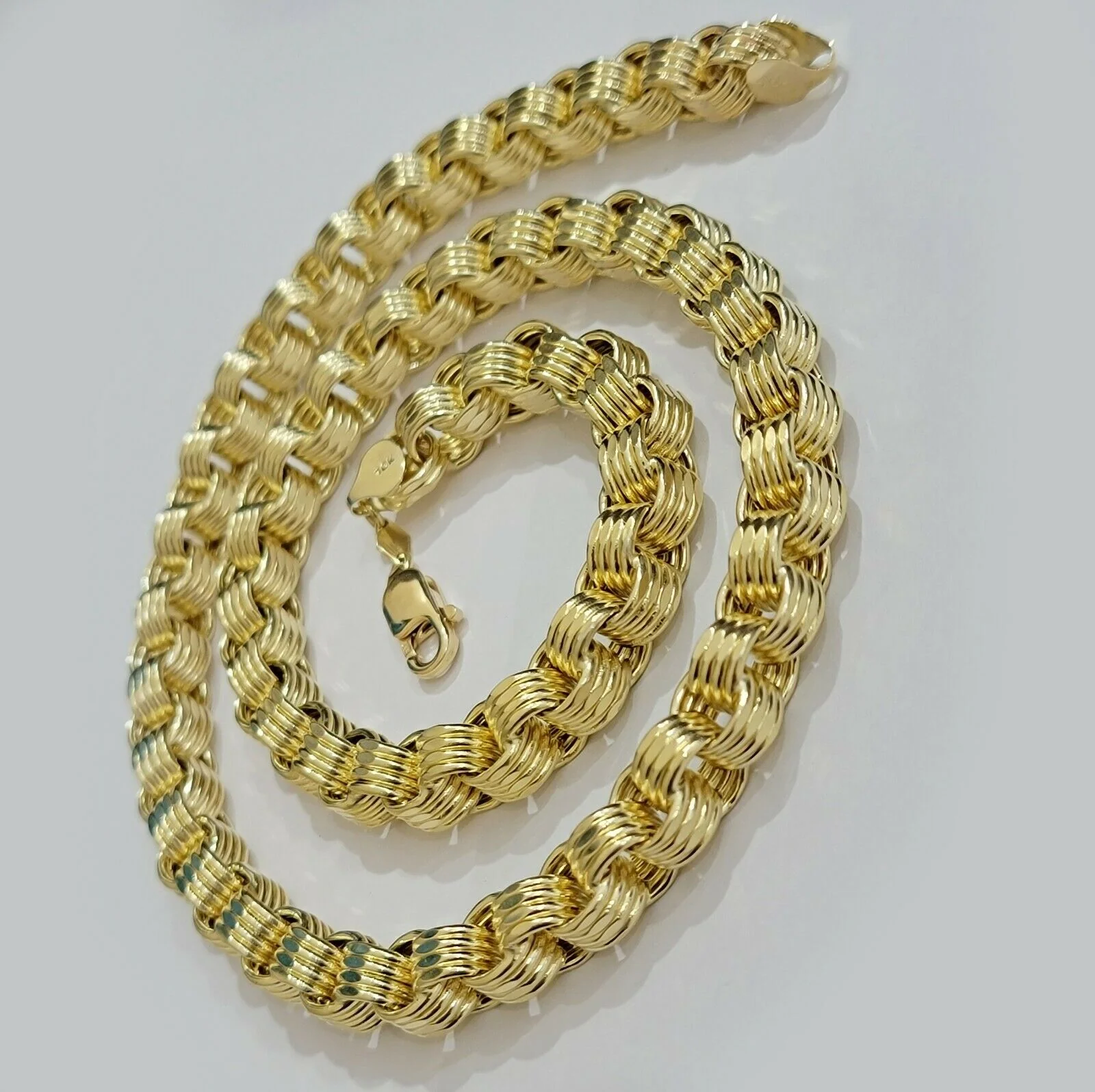 Real 10k Gold Byzantine Chain Necklace 8mm 22" 24" 26" 28" 30" 10kt Yellow Gold - Image 8