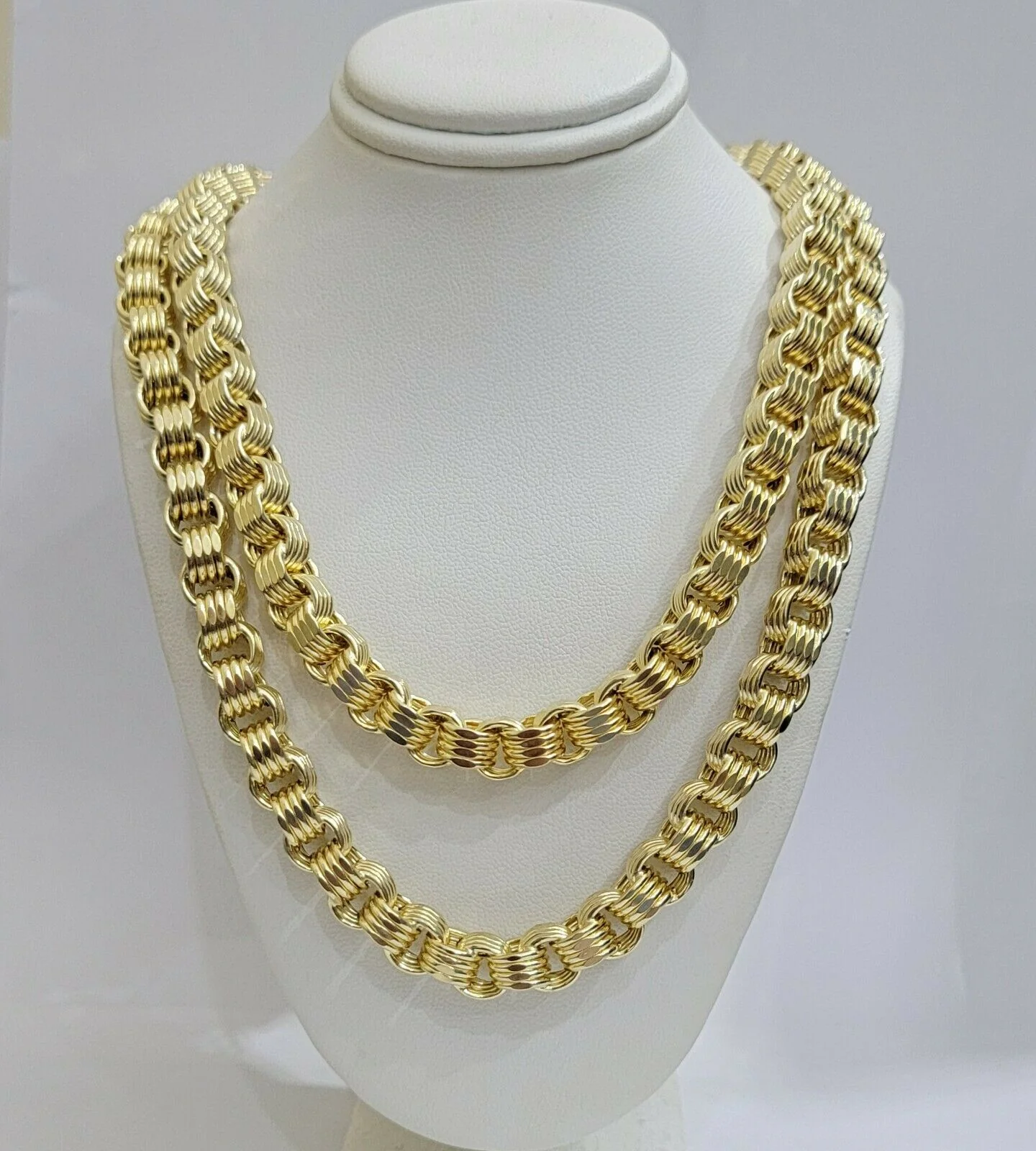 Real 10k Gold Byzantine Chain Necklace 8mm 24" Inch long Men's 10kt Yellow Gold - Image 10
