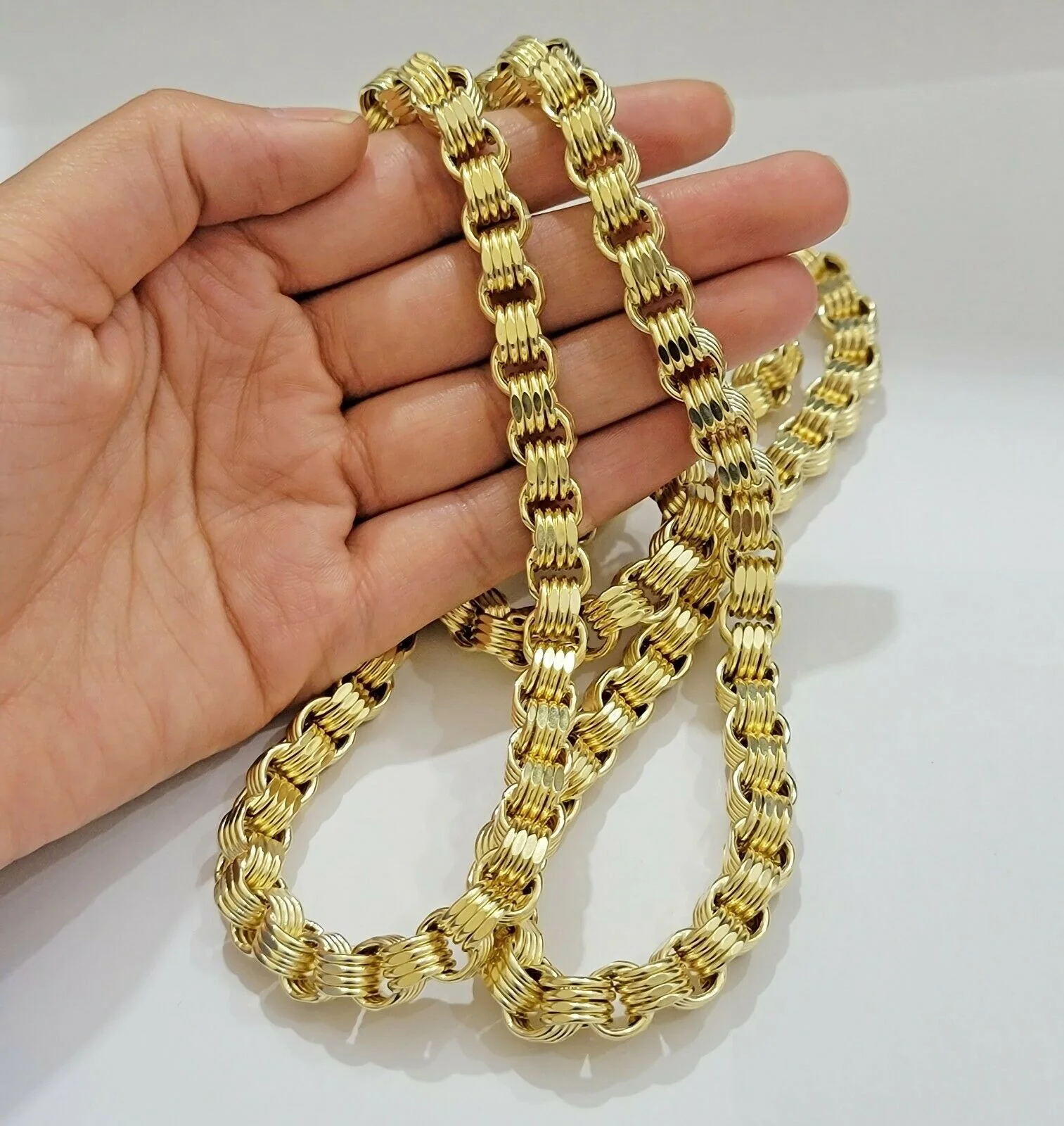 Real 10k Gold Byzantine Chain Necklace 8mm 24" Inch long Men's 10kt Yellow Gold - Image 9