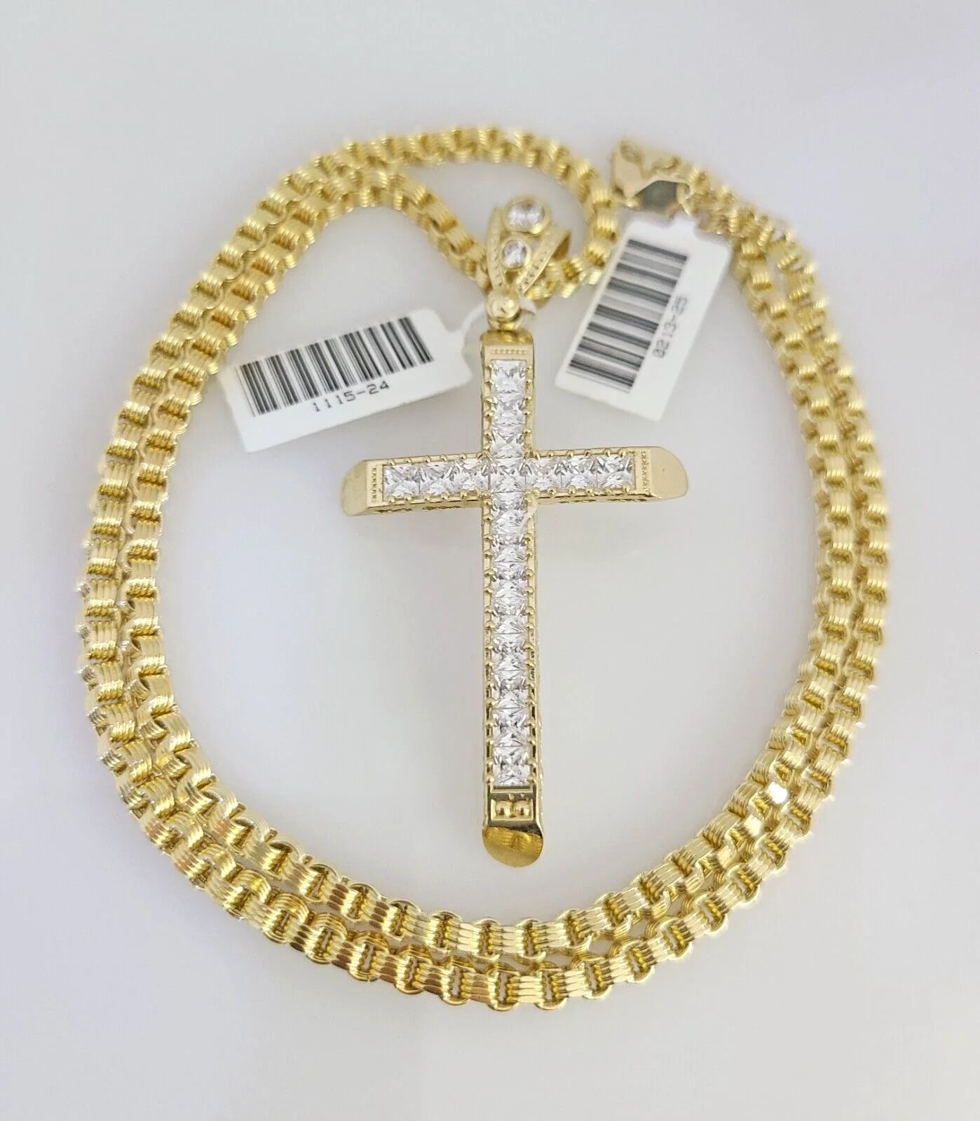Real 10k Gold Byzantine Necklace Cross Charm SET Chain 20-30" 3mm Pendant - Image 5