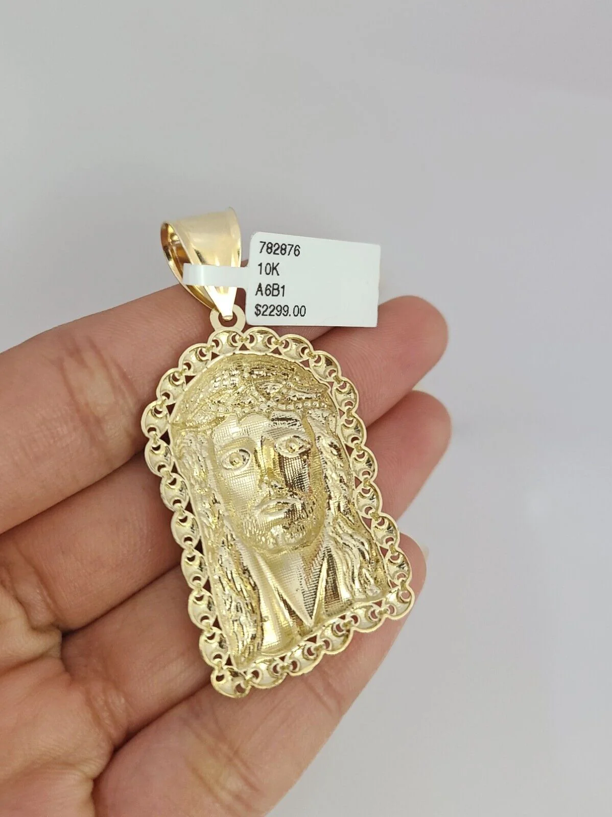 Real 10k Gold Byzantine Necklace Jesus Head Charm SET Chain 20"-30" 3mm Pendant - Image 6