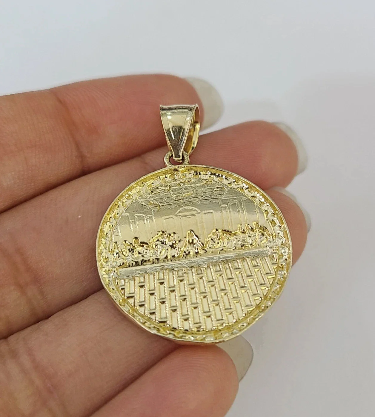 Real 10k Gold Byzantine Necklace Last Supper Nugget Pendant 20-30 inches 3mm SET - Image 7