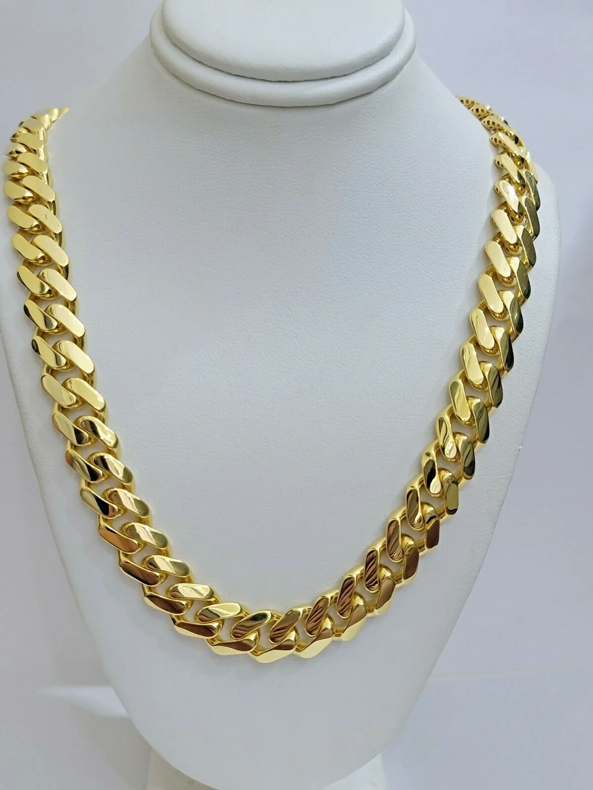 Real 10k Gold Chain 13mm 24" Miami Cuban Royal Link Shiny Plain Necklace Monaco - Image 3