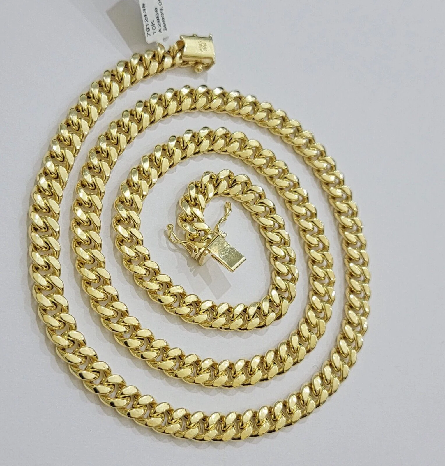 Real 10k Gold Chain 7mm 22 Inch Miami Cuban Link Box Clasp Mens 10kt Yellow Gold