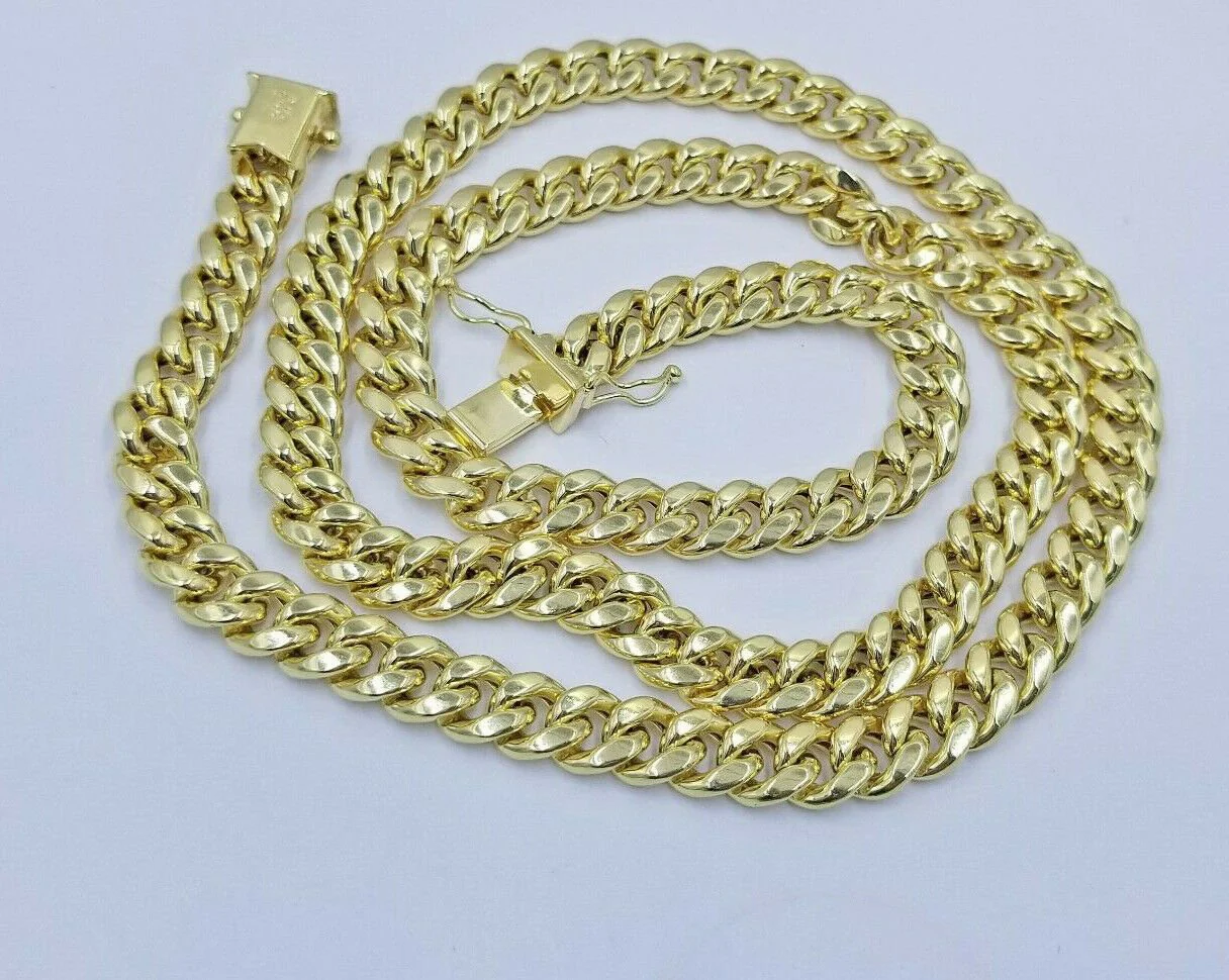 Real 10k Gold Chain Cross SET Miami Cuban Link Necklace 6mm 24" 26" 28" Crucifix - Image 5