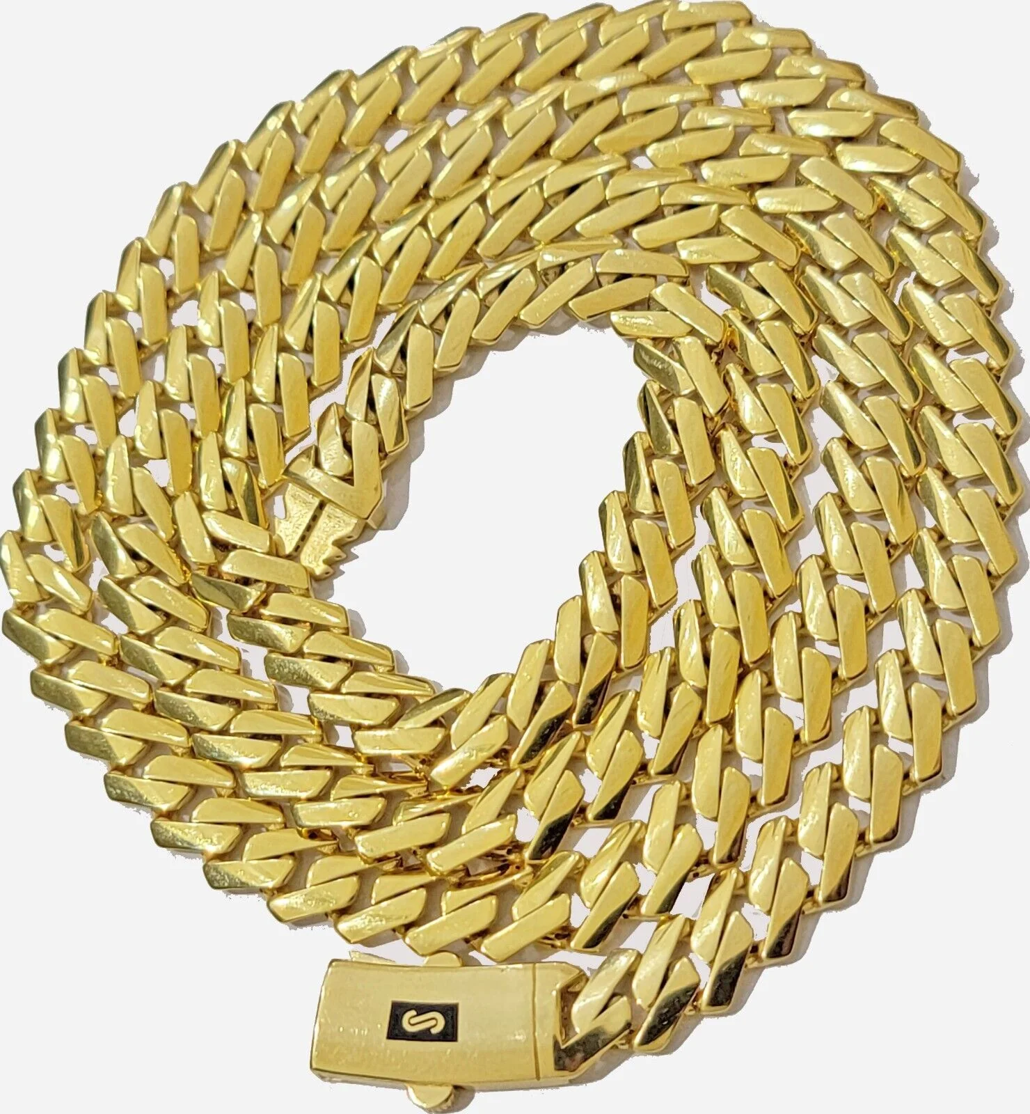 Real 10k Gold chain Cuban Link Monaco necklace 7.5mm 18-24 Inch Box Lock 10KT - Image 2