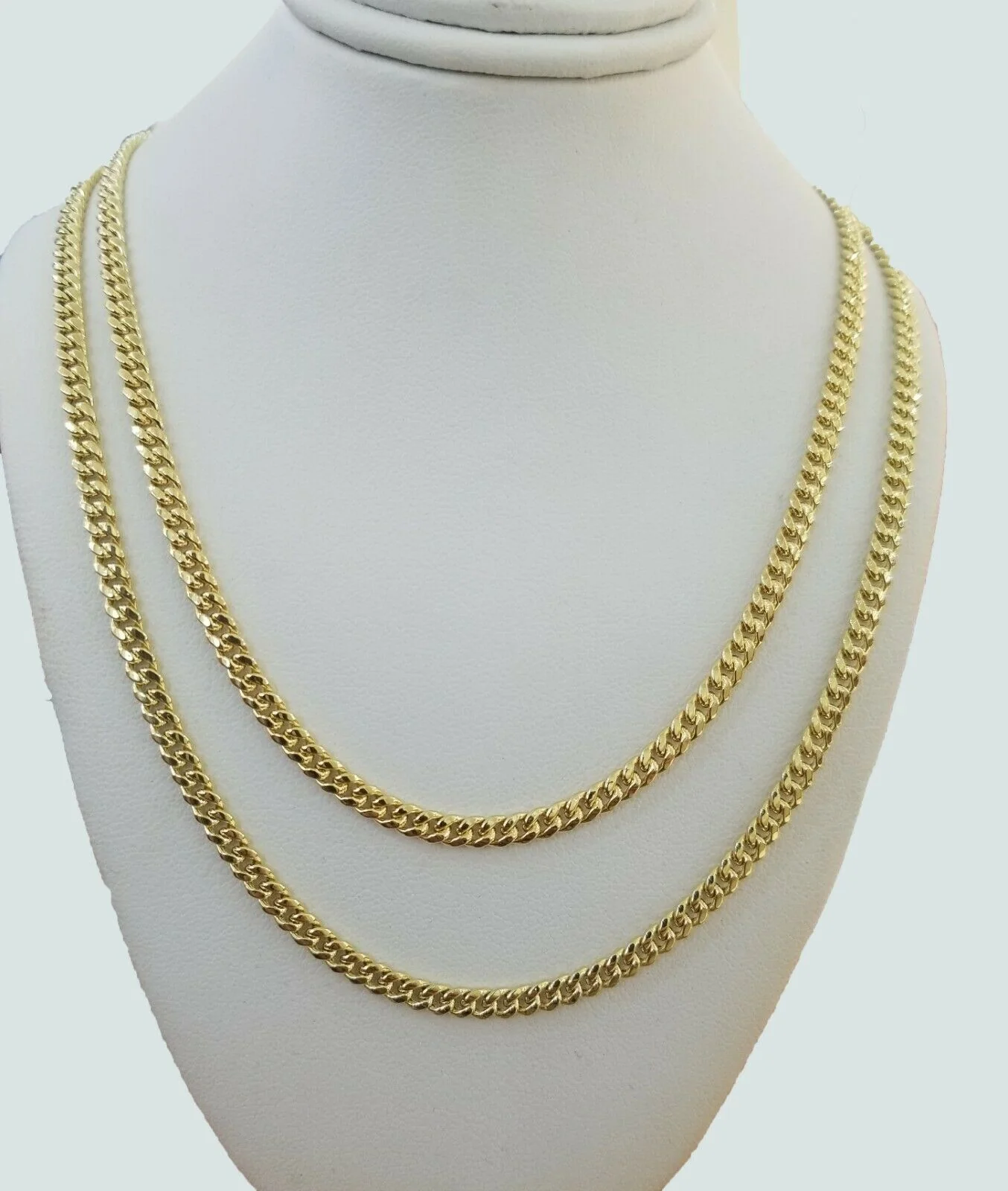 Real 10k Gold Chain Miami Cuban Link Necklace 18" 20" 22" 24" 26" 3.5mm 10kt Oro - Image 5