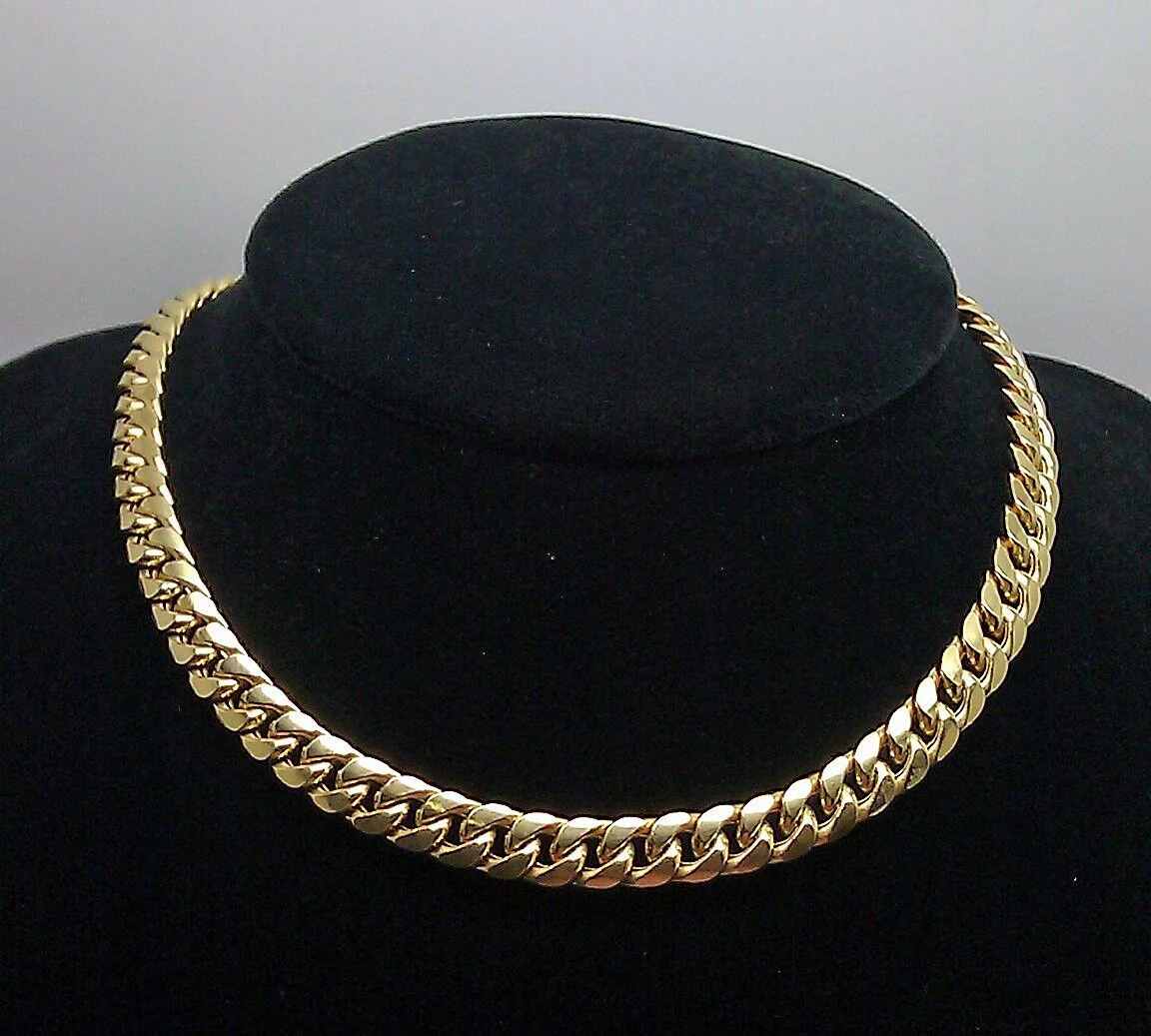 Real 10k Gold Chain Miami Cuban Link Necklace 7mm 18 Inch Box Lock Men Women 10k - Image 3