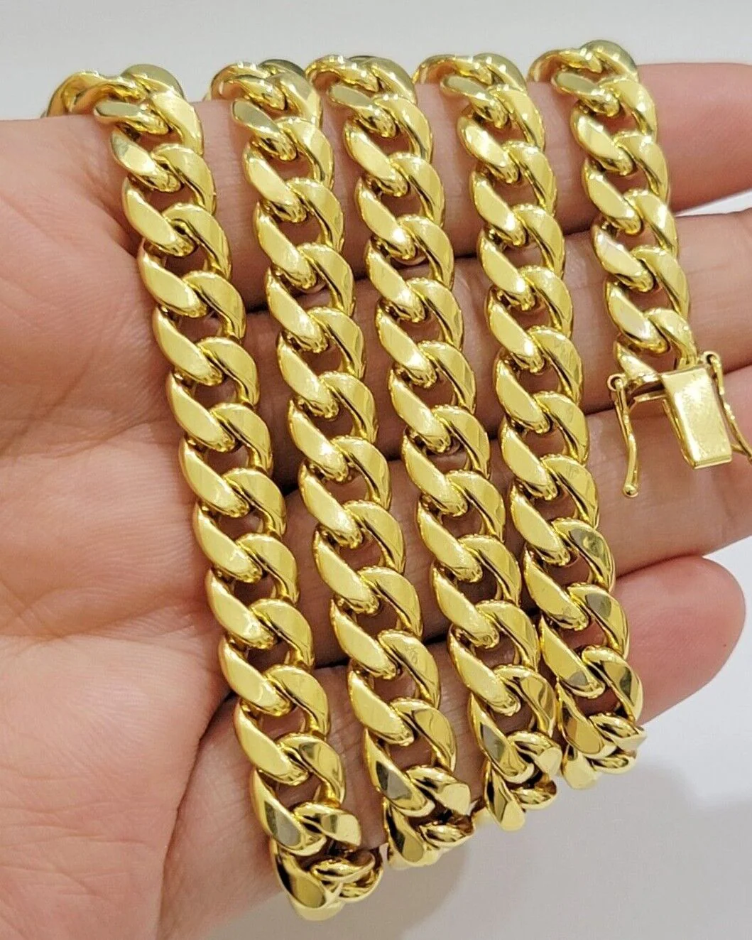 Real 10k Gold Chain Necklace Miami Cuban Link 18"-28" Inch 8mm Box Lock 10kt Men - Image 4