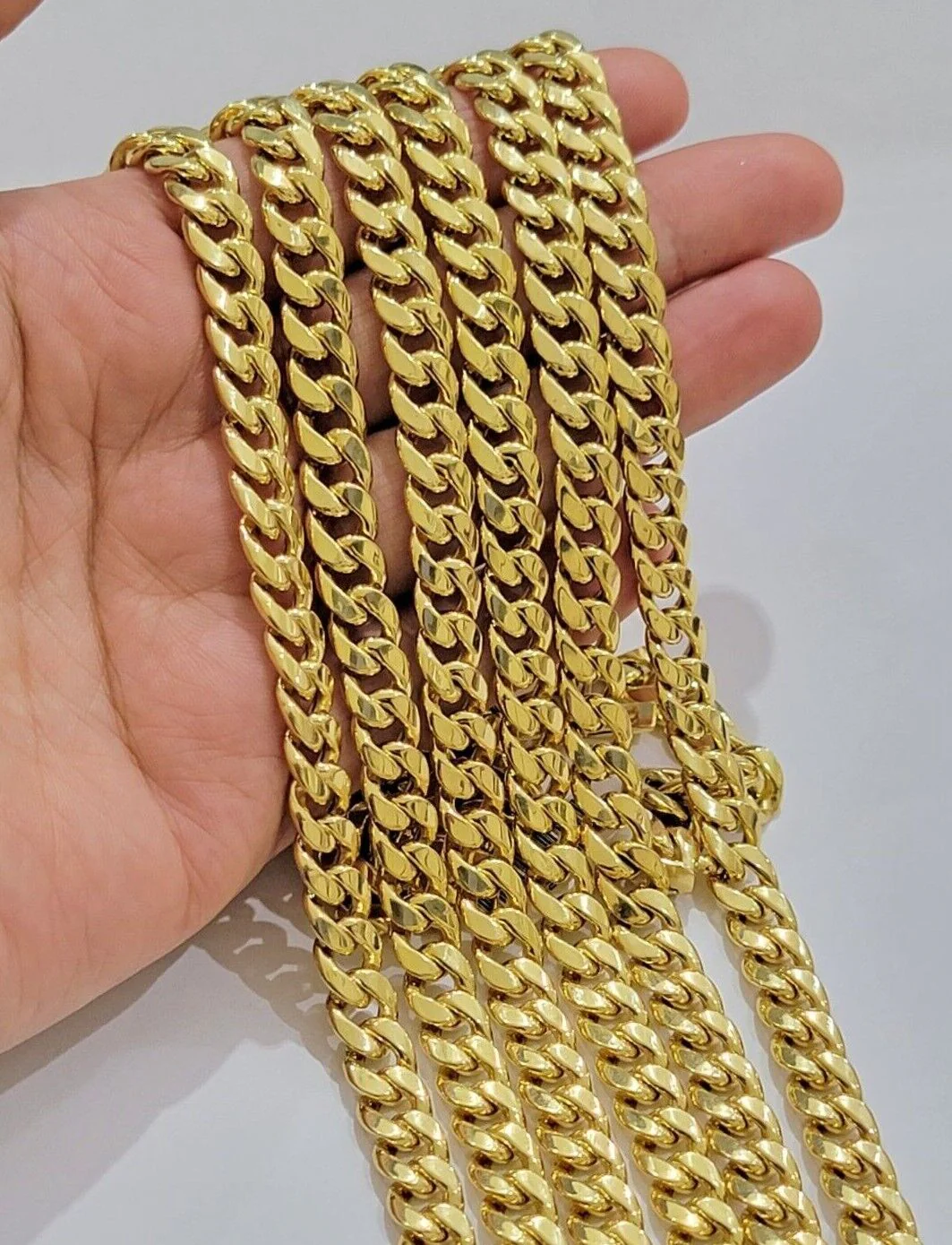 Real 10k Gold Chain Necklace Miami Cuban Link 18"-28" Inch 8mm Box Lock 10kt Men - Image 8