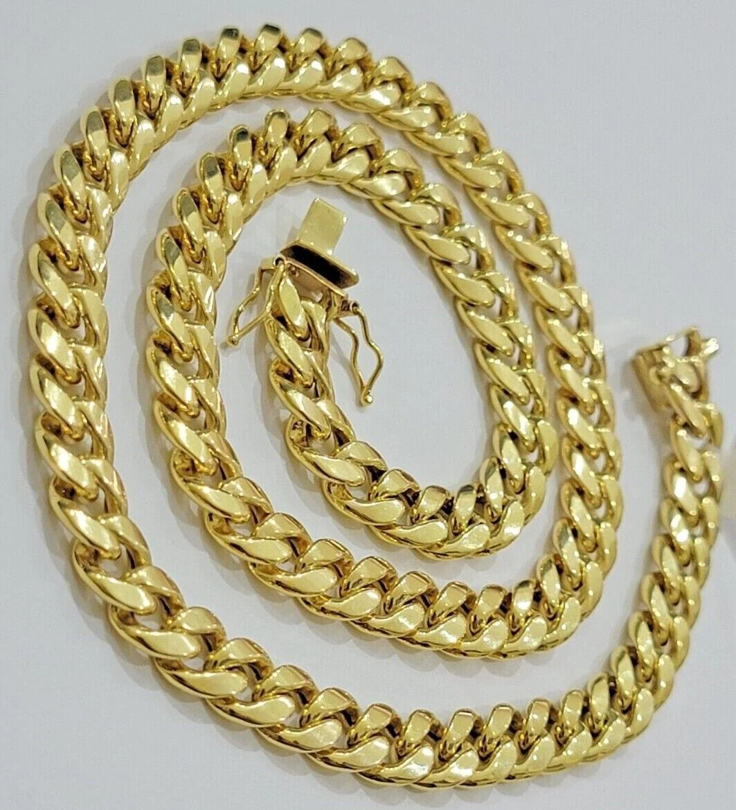 Real 10k Gold Chain Necklace Miami Cuban Link 18"-28" Inch 8mm Box Lock 10kt Men - Image 9