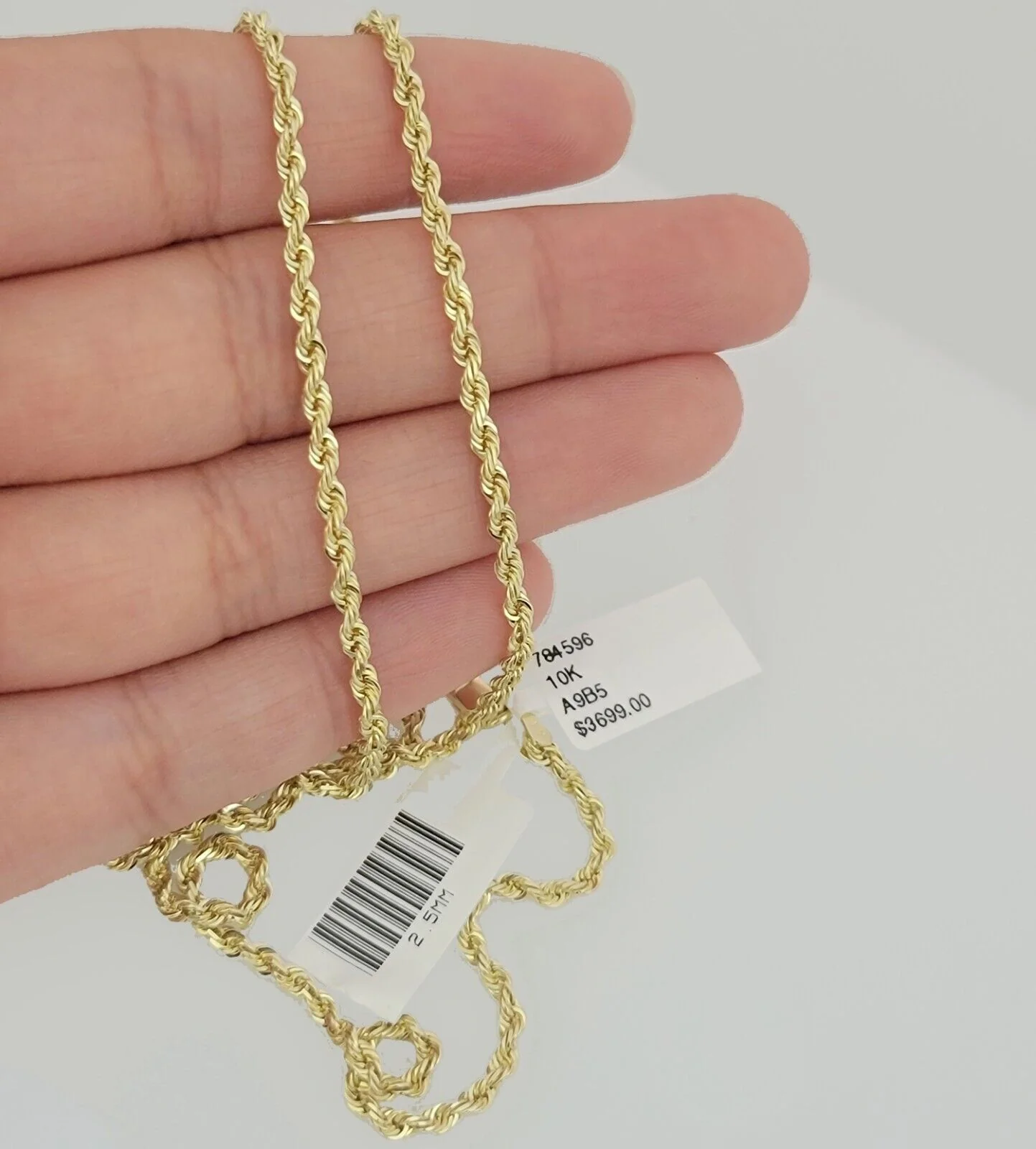 Real 10k Gold Chain Necklace Rope 20 Inch 2.5mm Diamond Cut Solid 10kt Men Women - Image 2