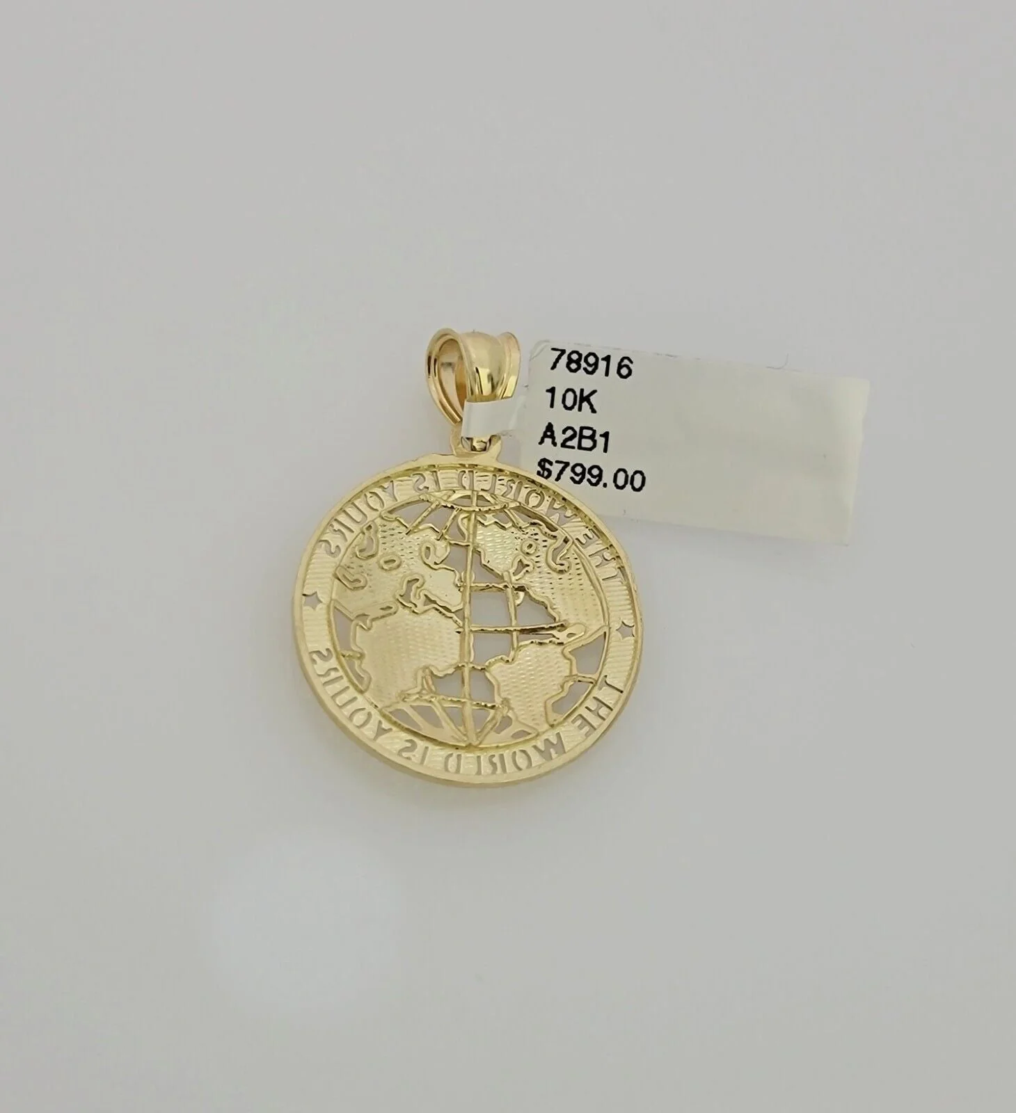 Real 10k Gold Chain Pendant SET World Is Your Charm  Rope Necklace 3mm 26 Inch - Image 7