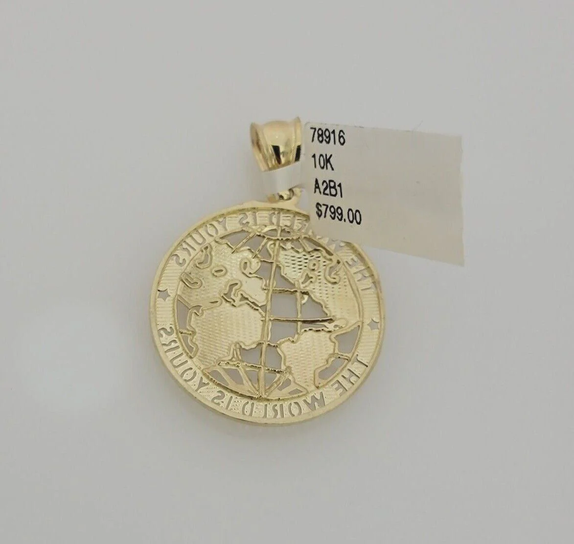 Real 10k Gold Chain Pendant SET World's Your Charm Miami Cuban Link Necklace 22" - Image 6
