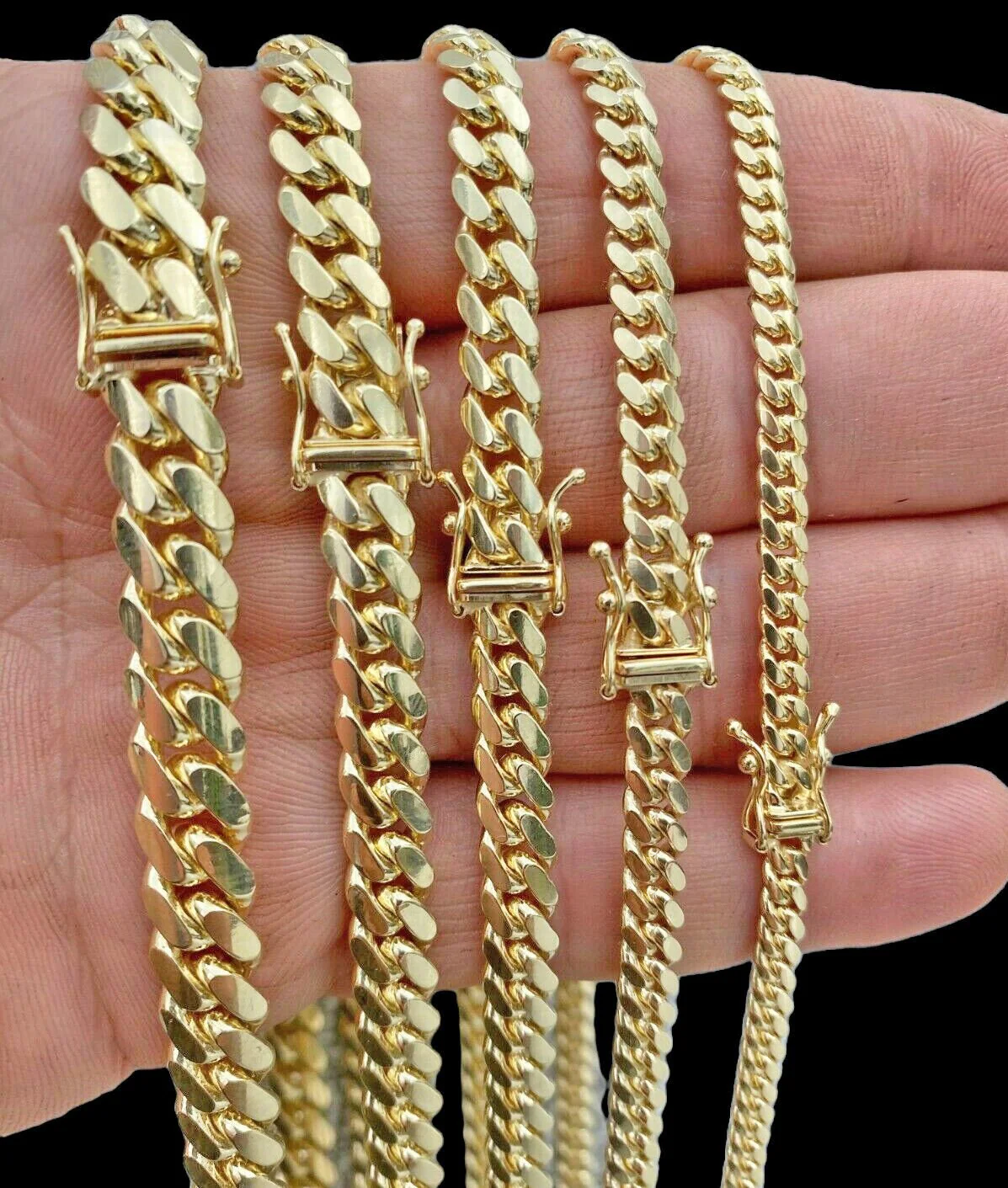 Real 10k Gold Chain Solid Miami Cuban Link Necklace 6mm 7mm 8mm 20"-28" Men's - Image 4