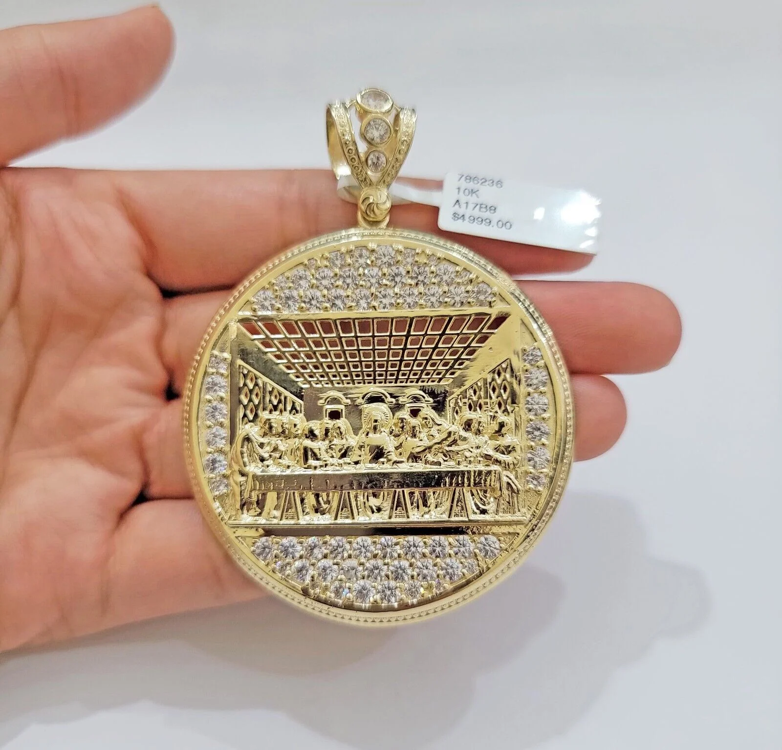 Real 10k Gold Charm Pendant Last Supper Circle  Charm 10kt Yellow Gold - Image 6