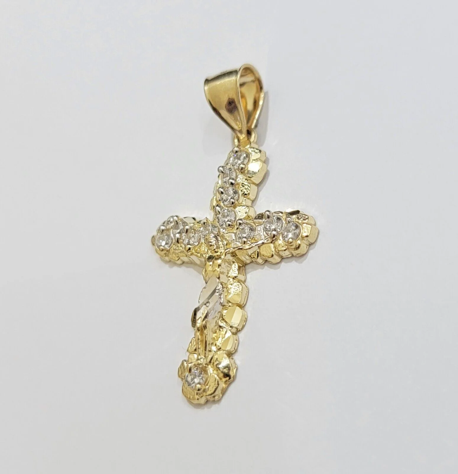 Real 10k Gold Cross Charm pendant & Franco Chain Necklace 2.5mm 18" Men Women - Image 9