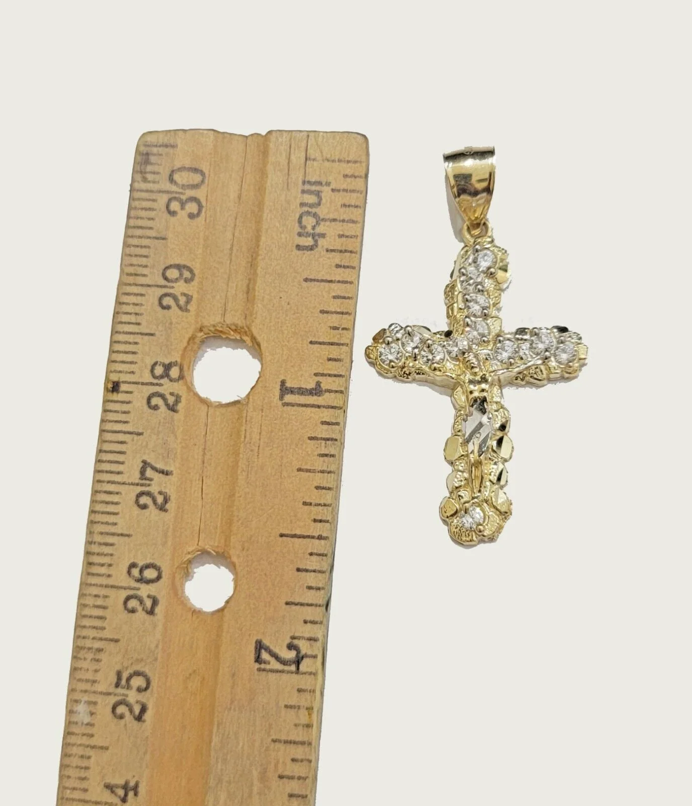 Real 10k Gold Cross Charm pendant & Franco Chain Necklace 2.5mm 24" Men Women - Image 3