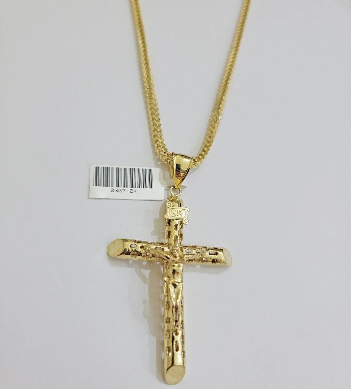 REAL 10k Gold Cross Pendant Franco Chain Necklace 20" - 26 Inch & Jesus Crucifix - Image 5