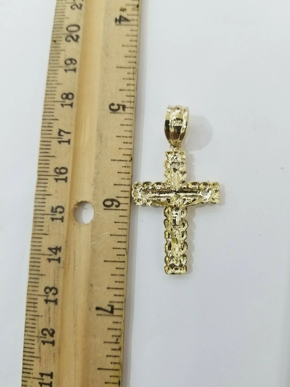 Real 10k Gold Cross & Solid Rope Chain 4mm Necklace Charm & Pendant Set 16"-28" - Image 9