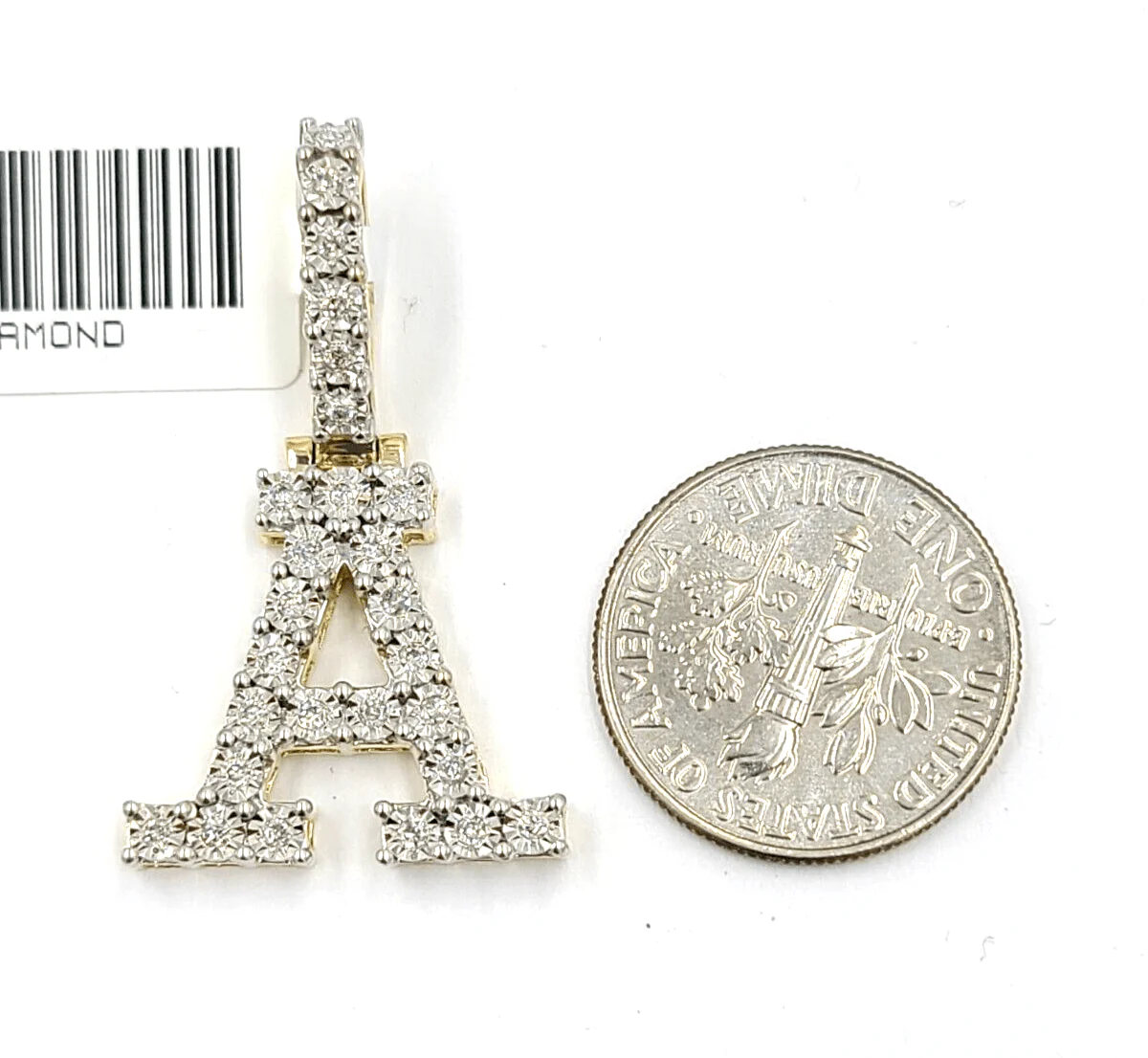 Real 10k Gold & Diamond Letter "A" Initial Alphabet Charm/Pendant 1.25". - Image 2