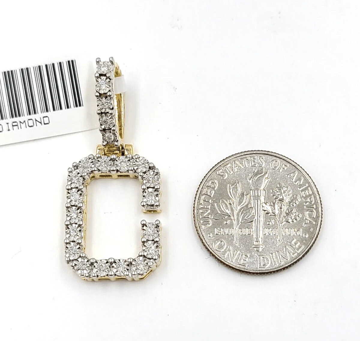 Real 10k Gold & Diamond Letter "C" Initial Alphabet Charm/Pendant 1.25". - Image 2