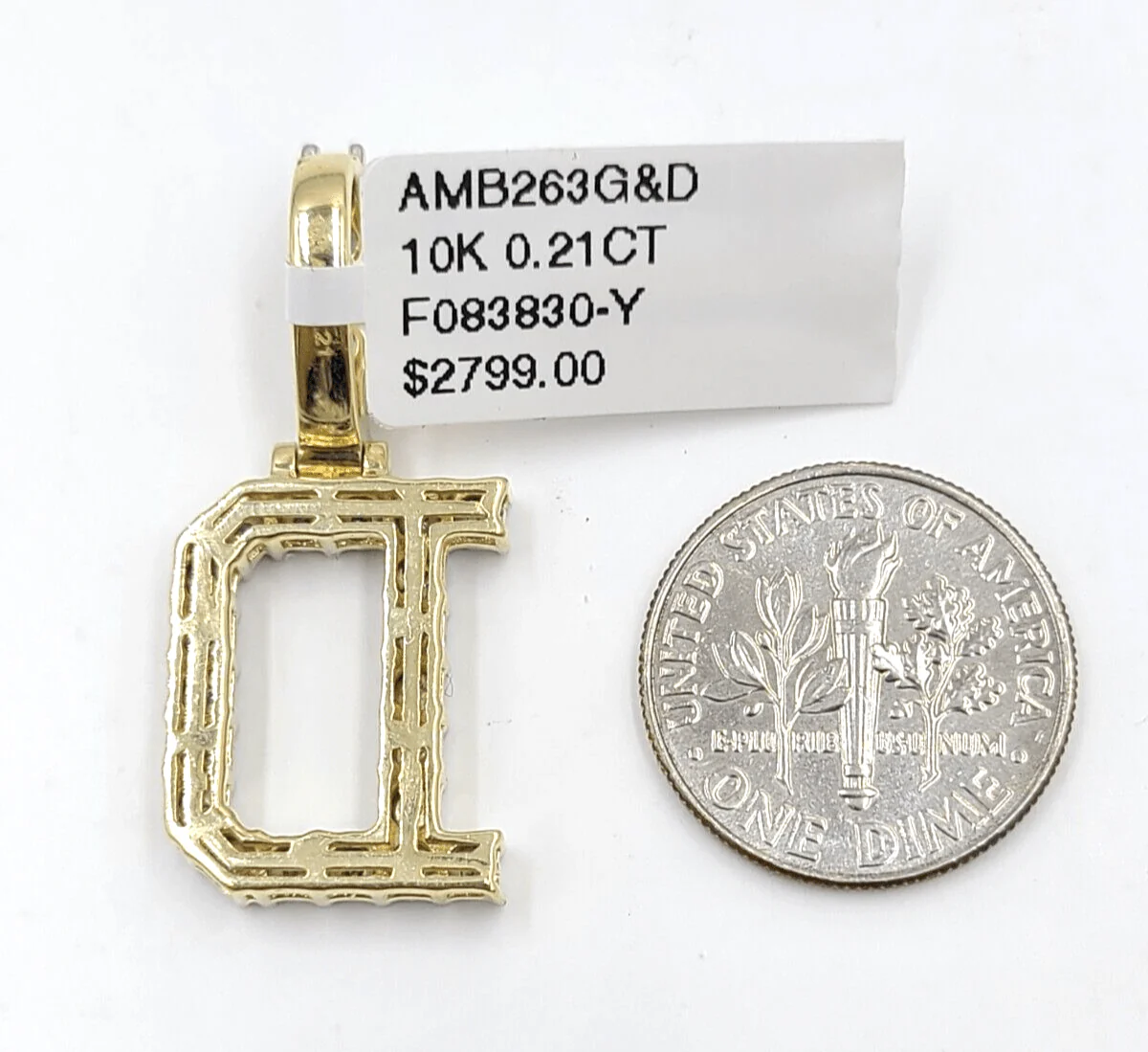 Real 10k Gold & Diamond Letter "D" Initial Alphabet Charm/Pendant 1.25". - Image 4