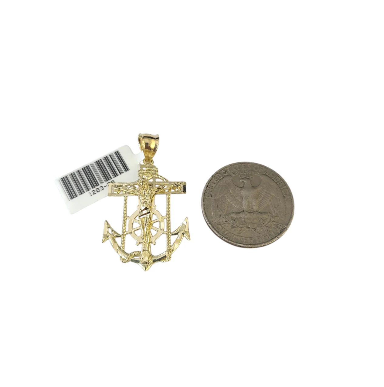 Real 10k Gold Franco Chain Anchor Charm Pendant Necklace SET 2.5mm 18"-26" - Image 7