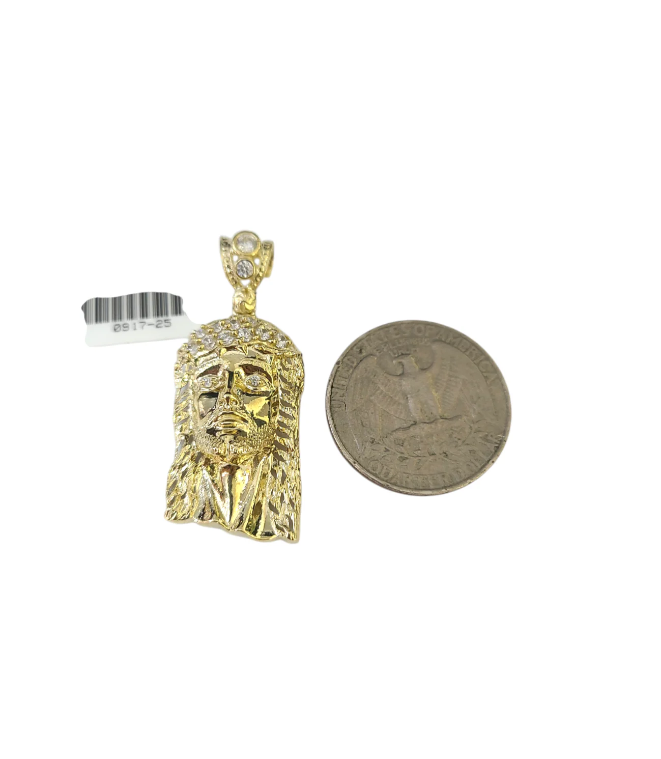 Real 10k Gold Franco Chain Christ Head Charm Pendant Necklace SET 2.5mm 18"-26" - Image 6