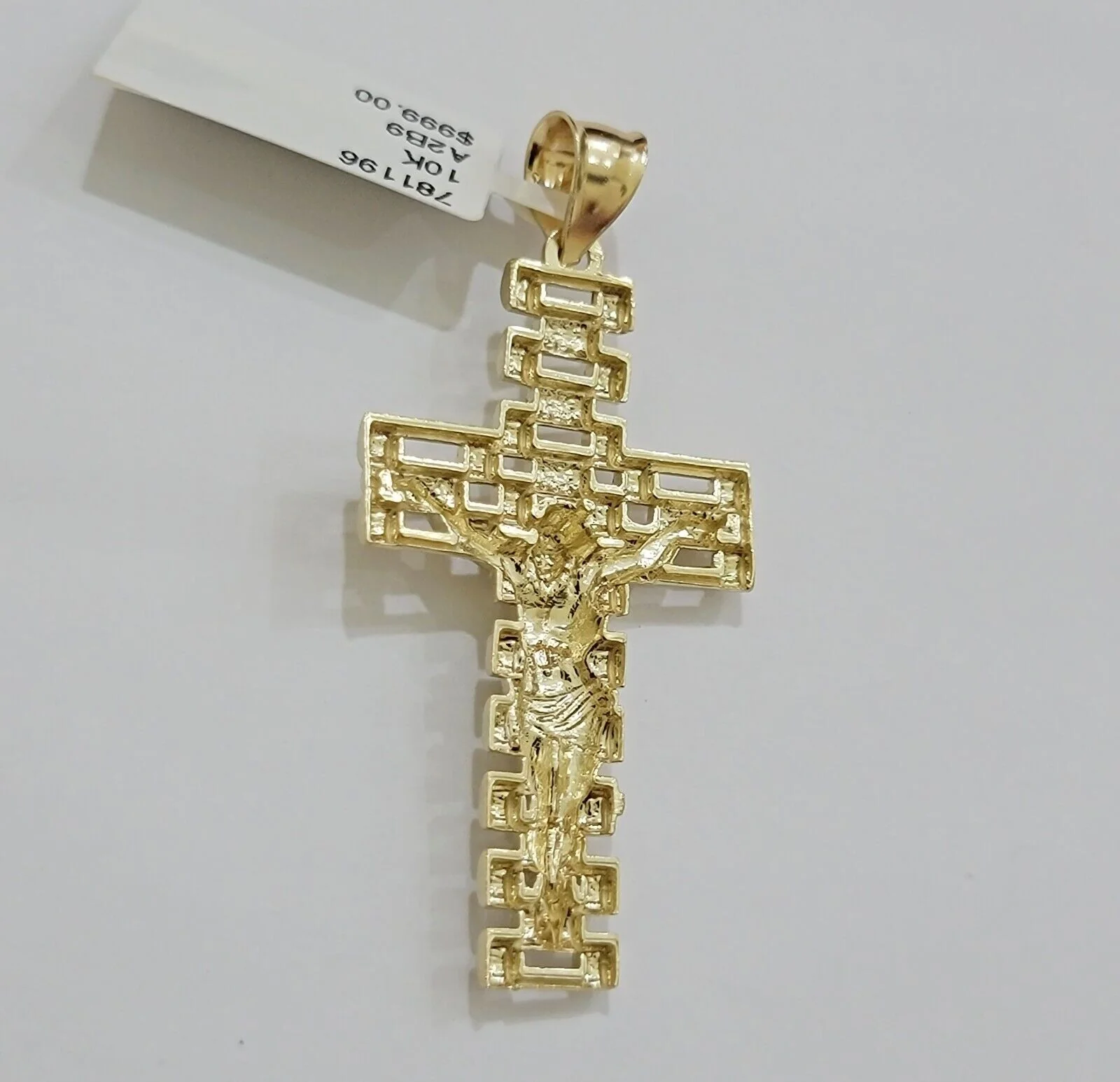 Real 10k Gold Franco Chain Cross Charm SET 20 Inch 2mm Necklace Jesus Pendant - Image 9
