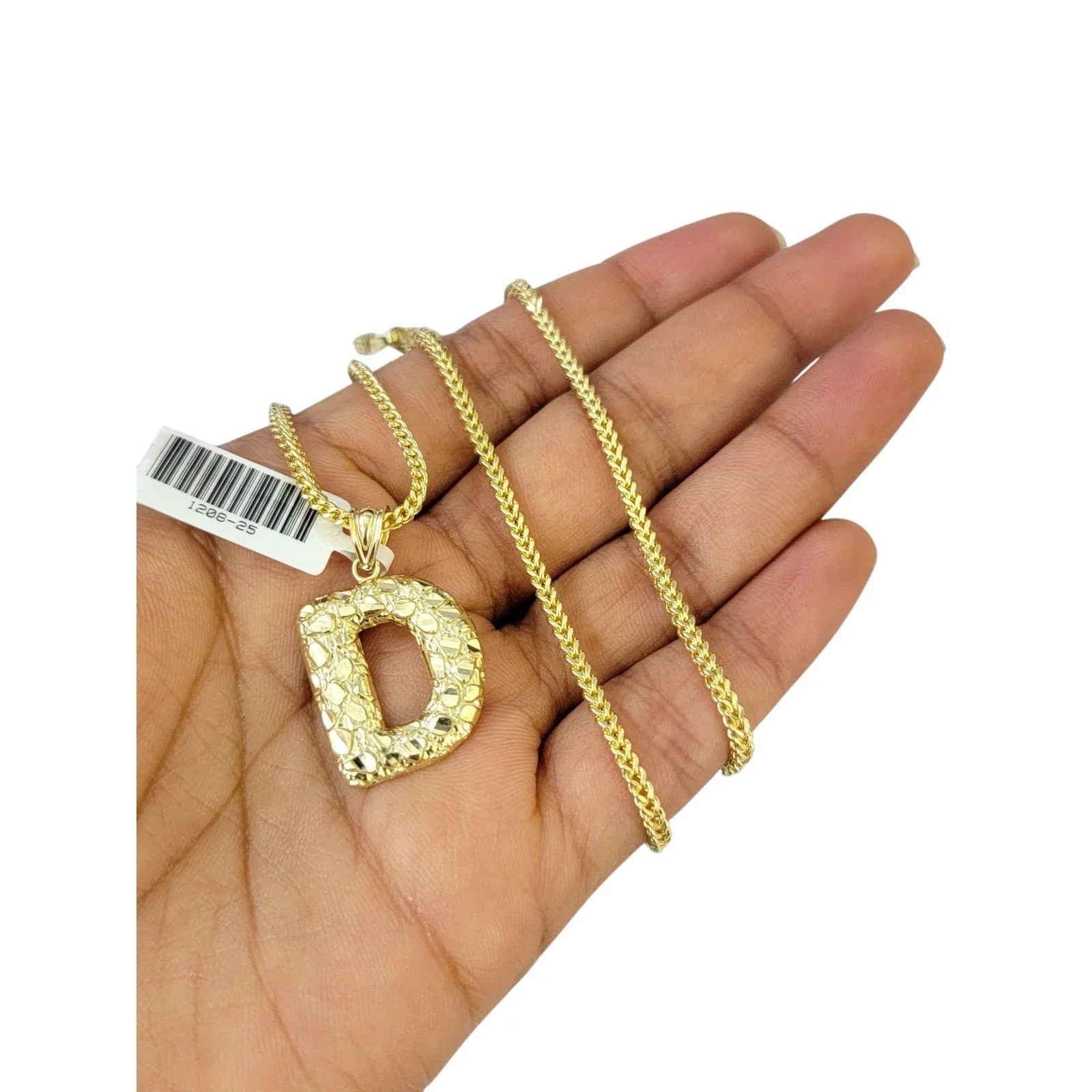 Real 10k Gold Franco Chain D Initial Charm Pendant Necklace SET 2.5mm 16"-26" - Image 2