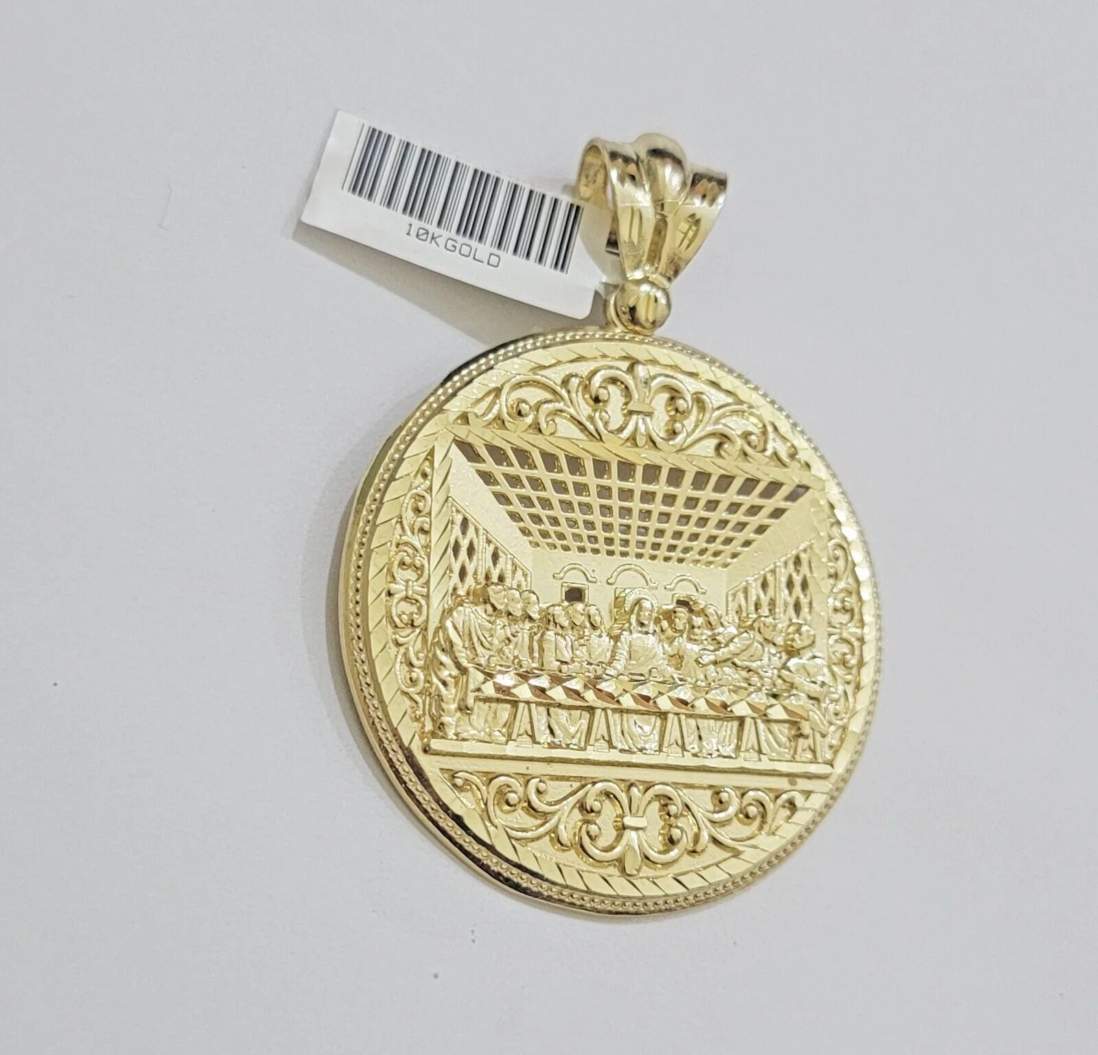 REAL 10k Gold Franco Chain Necklace 24 Inch Last Supper Pendant SET 10KT For Men - Image 12