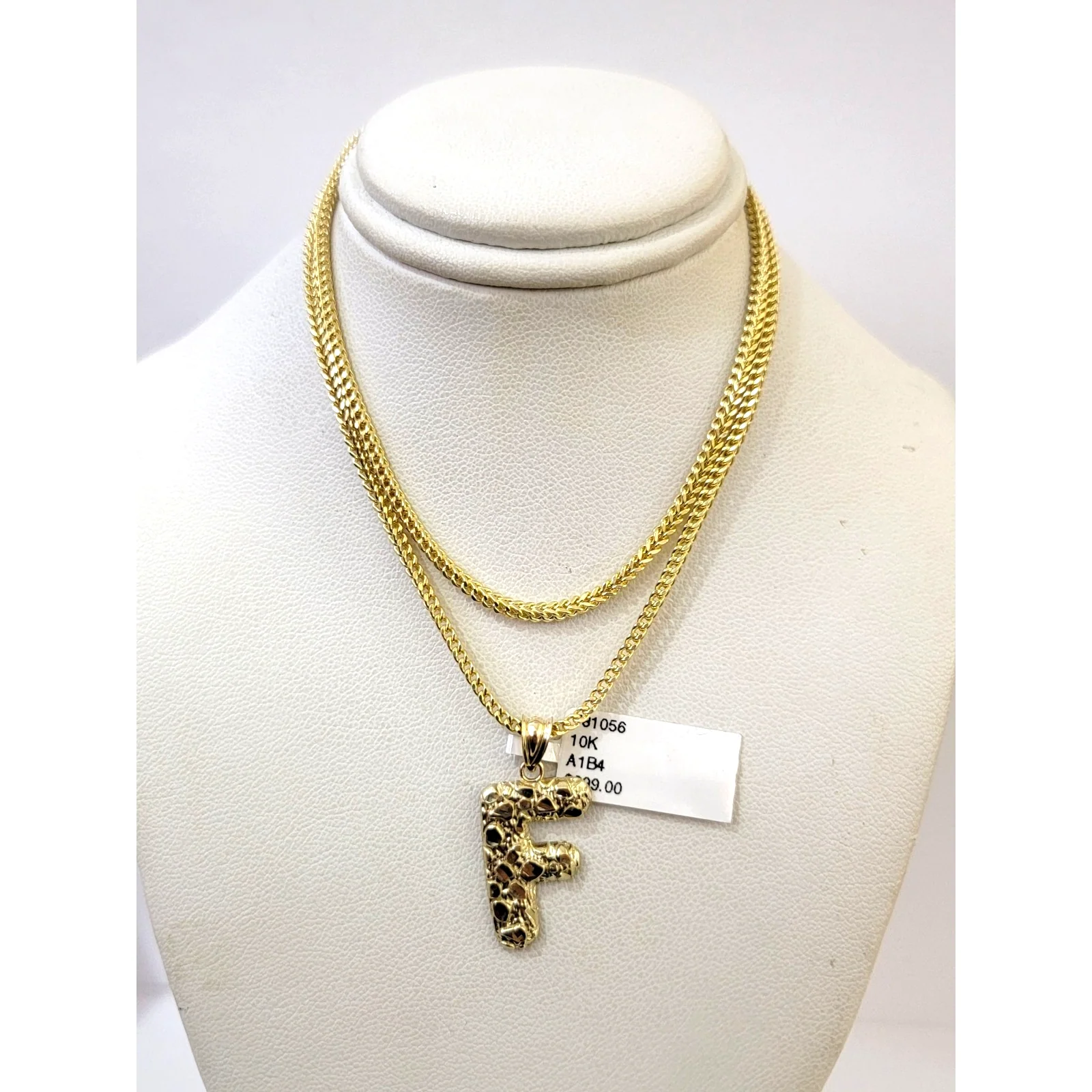 Real 10k Gold Franco Chain Pendant Necklace F Initial Charm SET 2.5mm 16"-26" - Image 2
