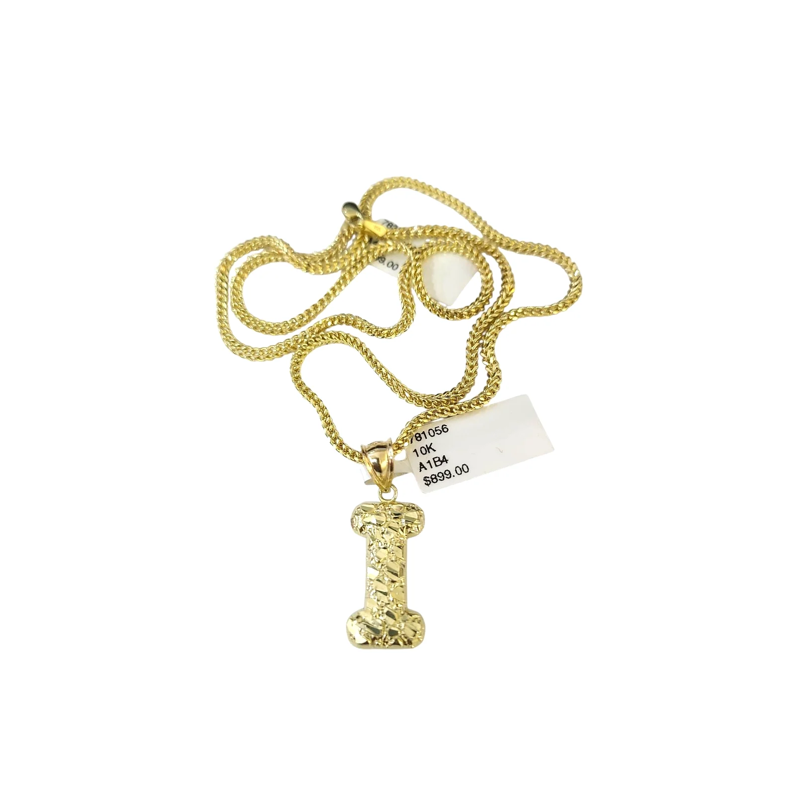 Real 10k Gold Franco Chain Pendant Necklace I Initial Charm SET 2.5mm 16"-26" - Image 2
