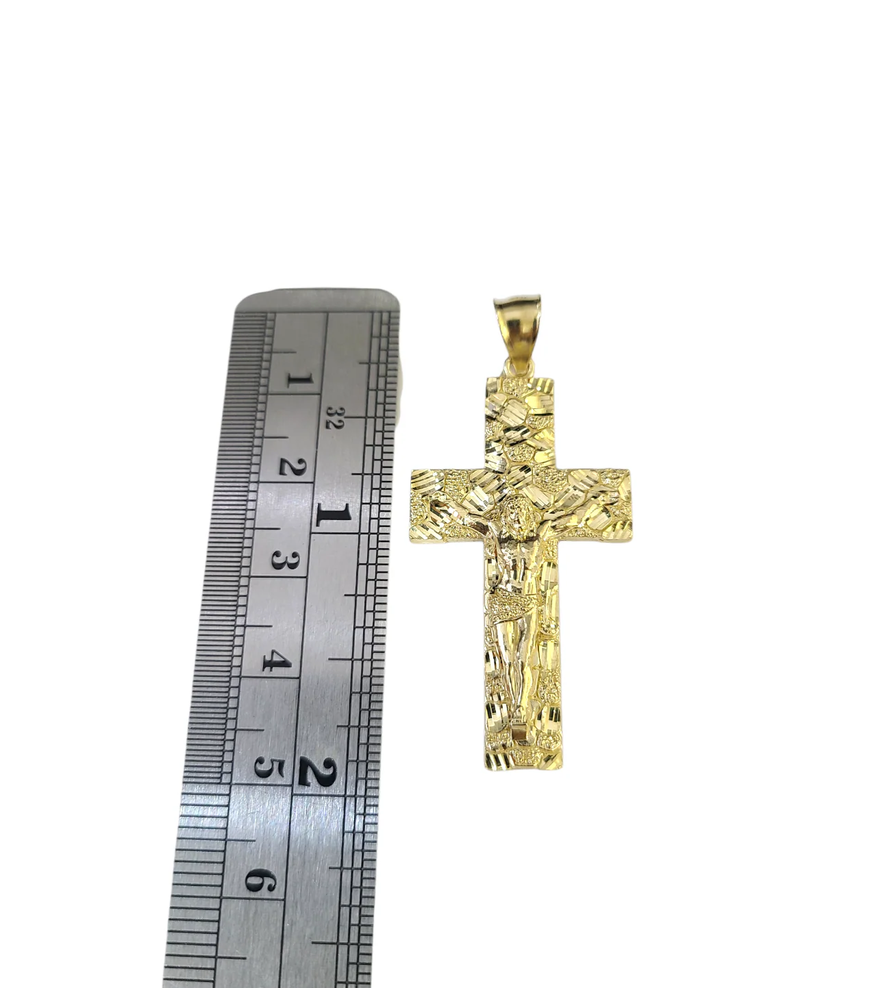 Real 10k Gold Franco Necklace Chain Nugget Cross Charm 2.5mm 18"-26" Pendant SET - Image 6