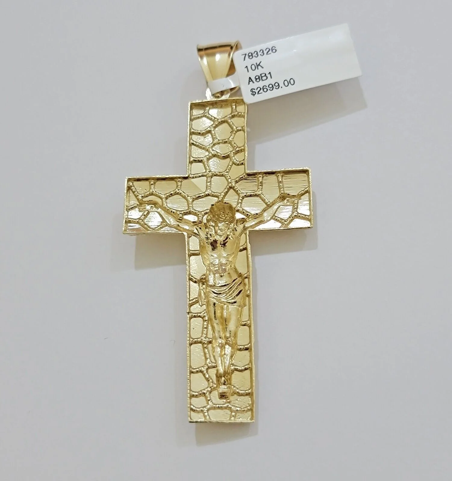 REAL 10k Gold Franco Necklace Nugget Charm Cross Pendant SET 22 Inch 3mm Chain - Image 9