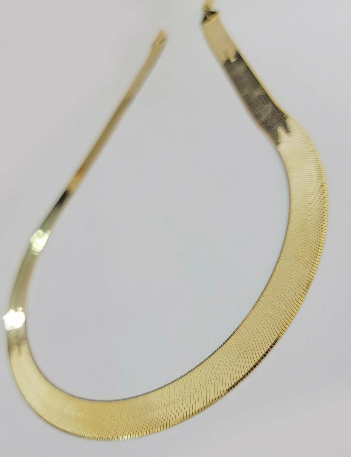 REAL 10k Gold Herringbone Chain Necklace 12mm 18"-24" 10kt Yellow Gold SOLID - Image 4