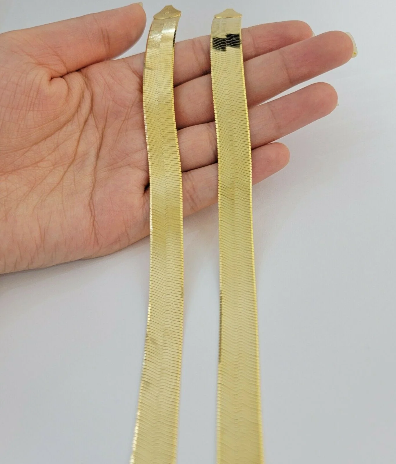 REAL 10k Gold Herringbone Chain Necklace 12mm 18"-24" 10kt Yellow Gold SOLID - Image 5