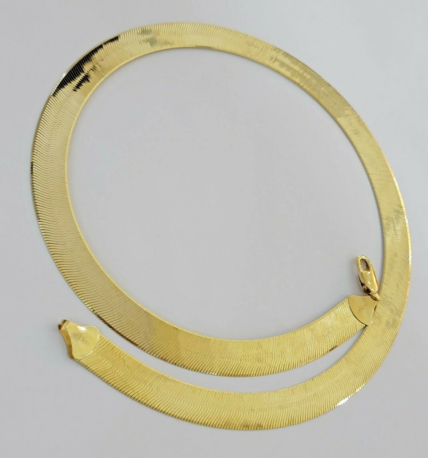 REAL 10k Gold Herringbone Chain Necklace 12mm 18"-24" 10kt Yellow Gold SOLID - Image 7