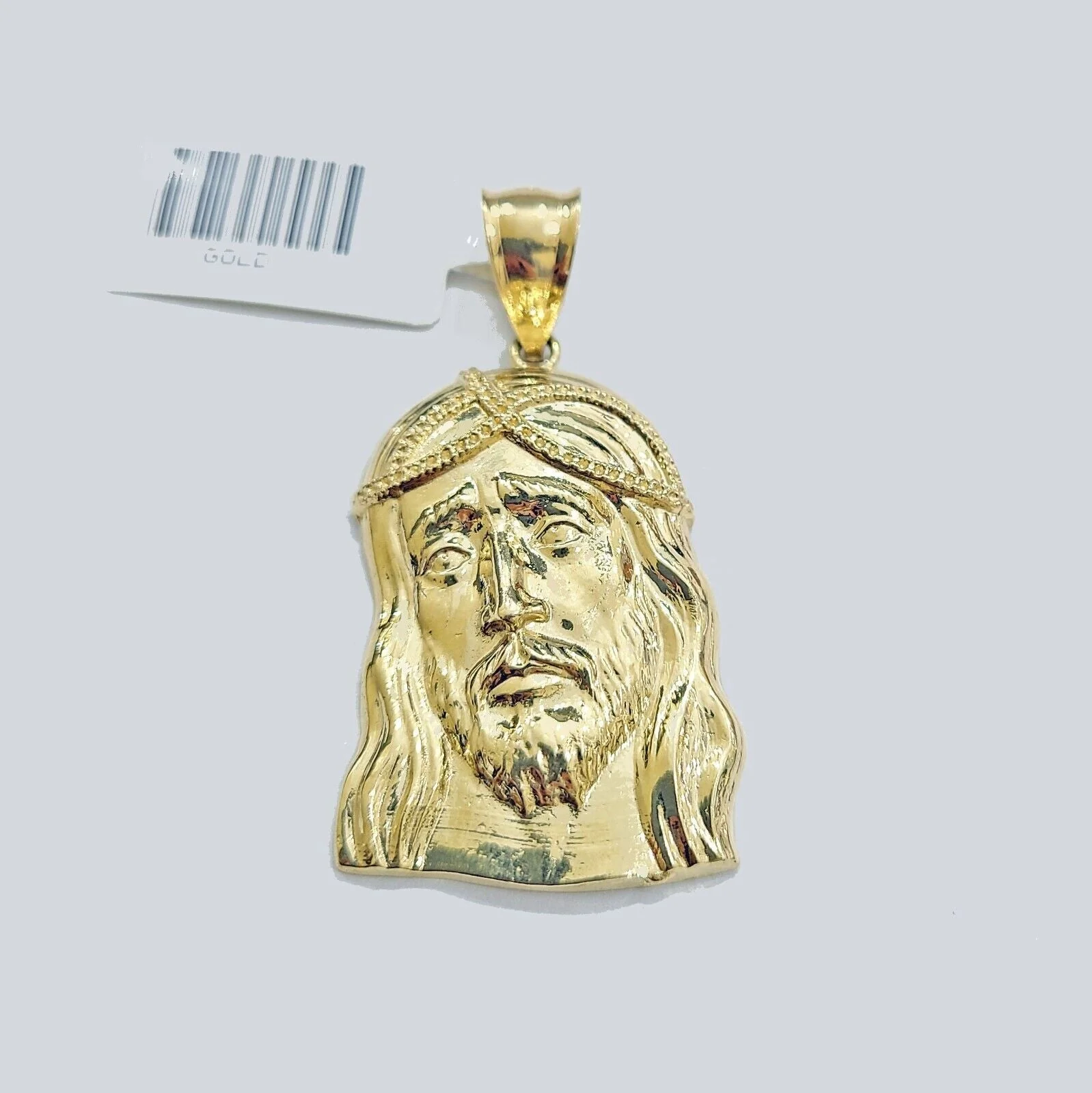 Real 10k Gold Jesus Head Charm Pendant 1.5'' Inch 10KT Yellow Gold - Image 2