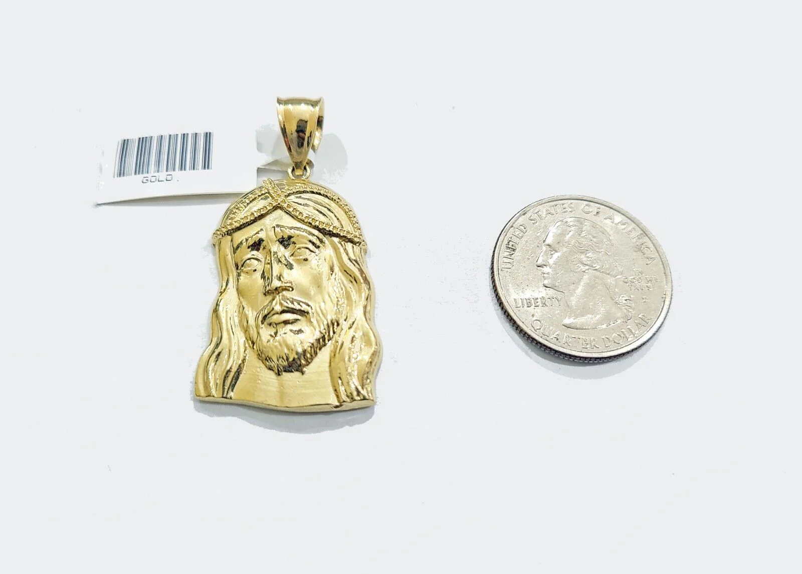 Real 10k Gold Jesus Head Charm Pendant 1.5'' Inch 10KT Yellow Gold - Image 3